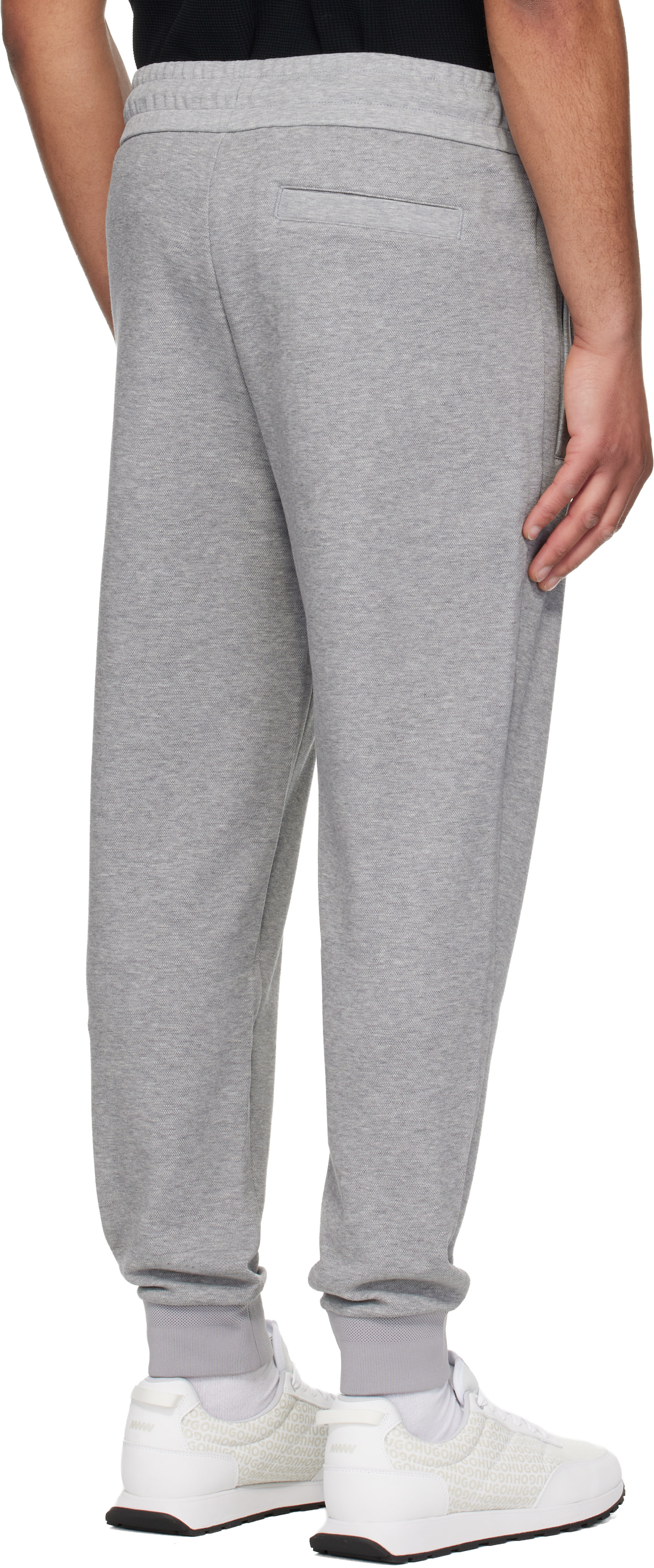 BOSS - Gray Stretch Cotton Cuffed Hems Sweatpants