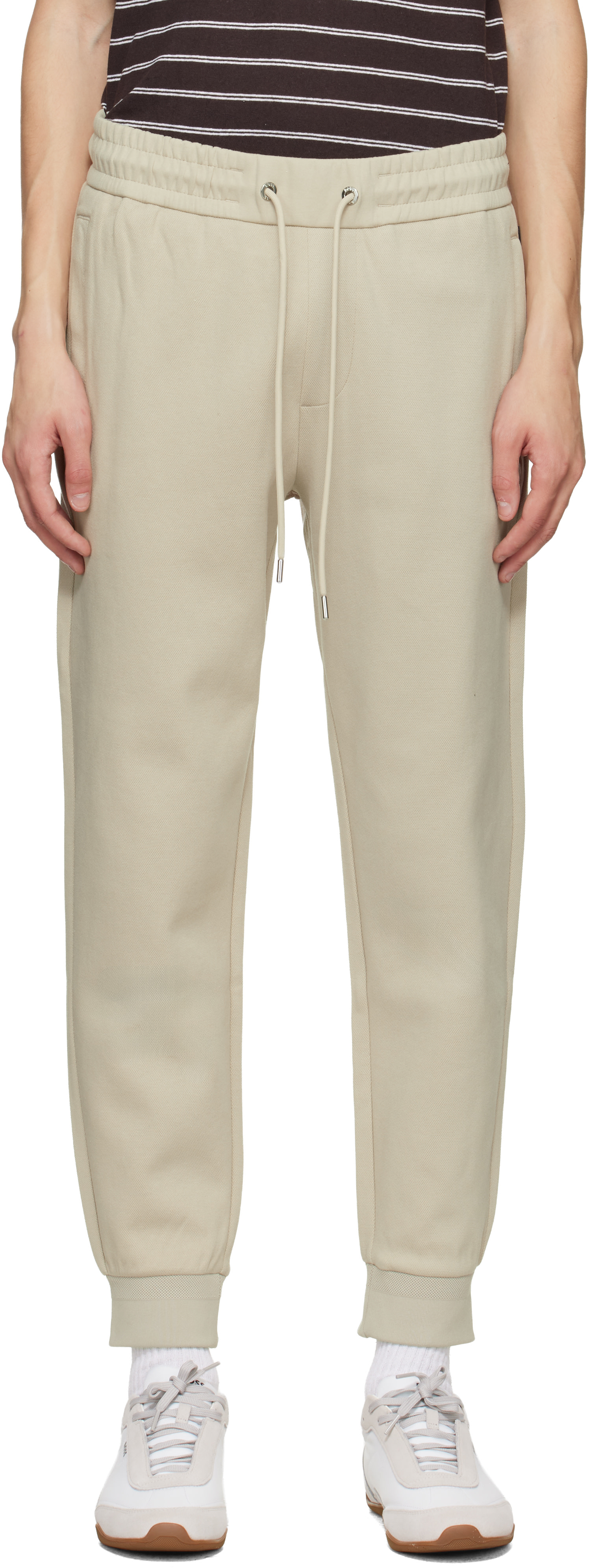 BOSS - Beige Stretch-Cotton Cuffed Hems Track Pants