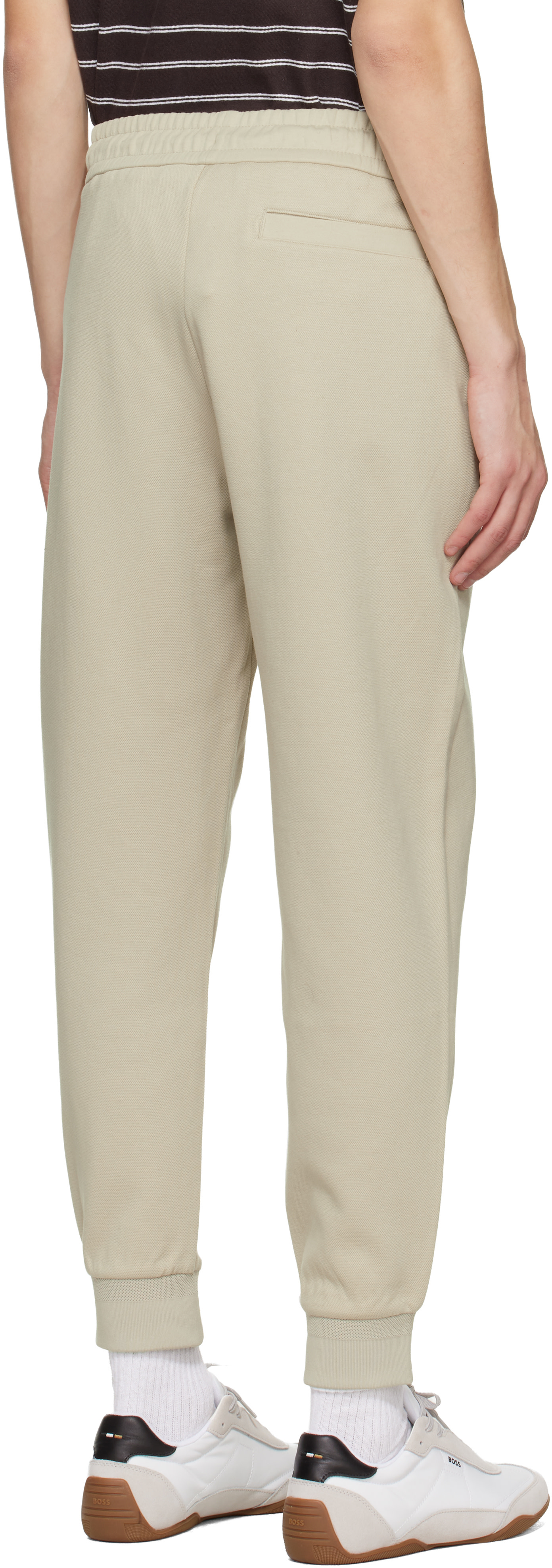 BOSS - Beige Stretch-Cotton Cuffed Hems Track Pants