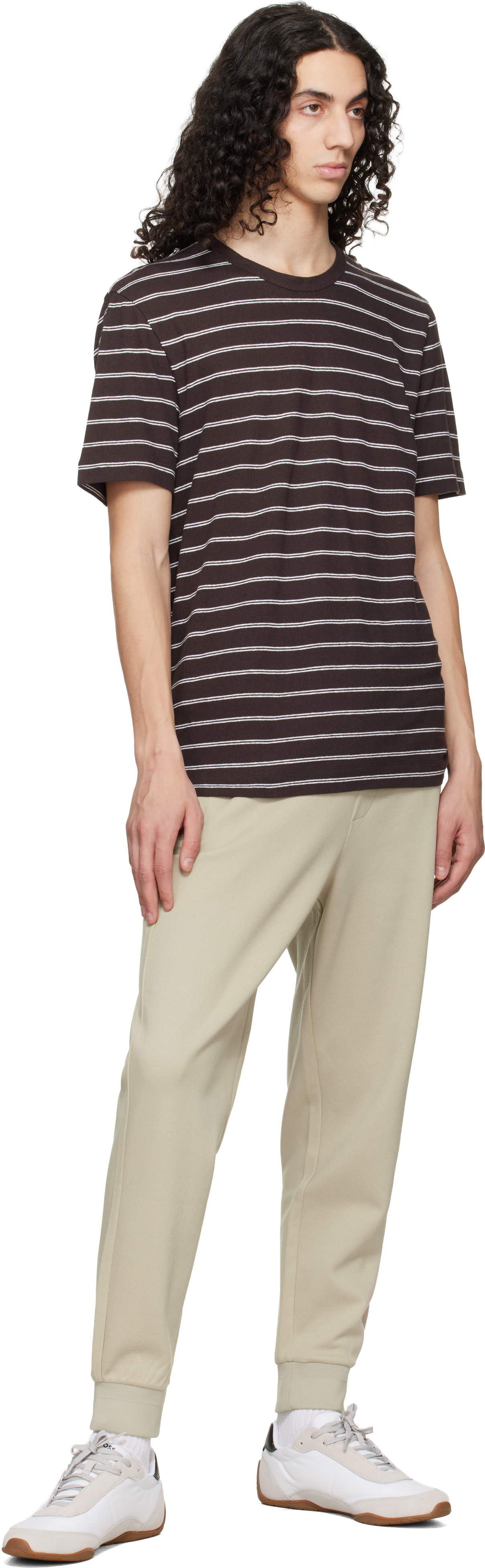 BOSS - Beige Stretch-Cotton Cuffed Hems Track Pants