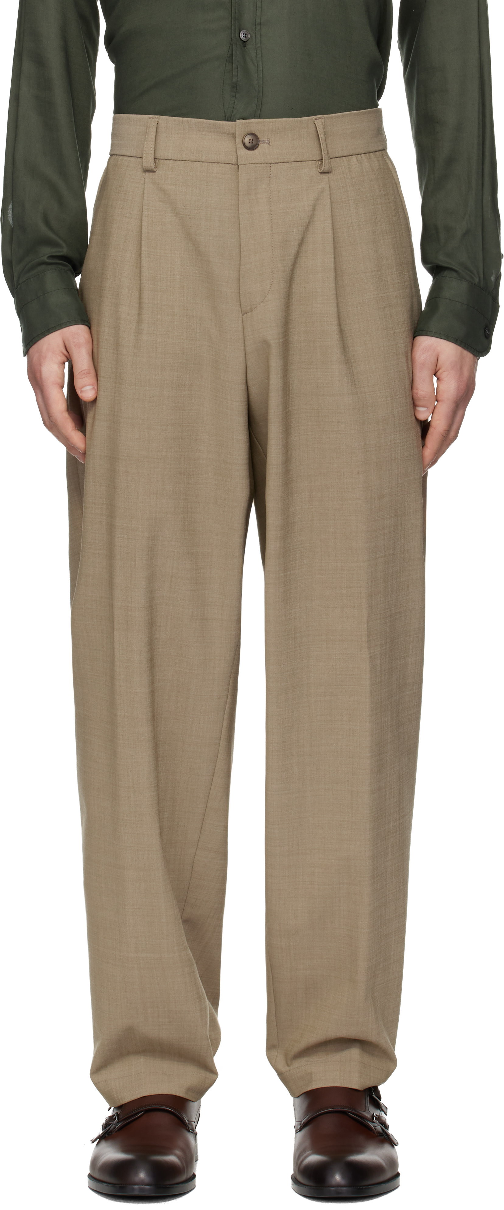 BOSS - Beige Washable Tapered-Fit Trousers