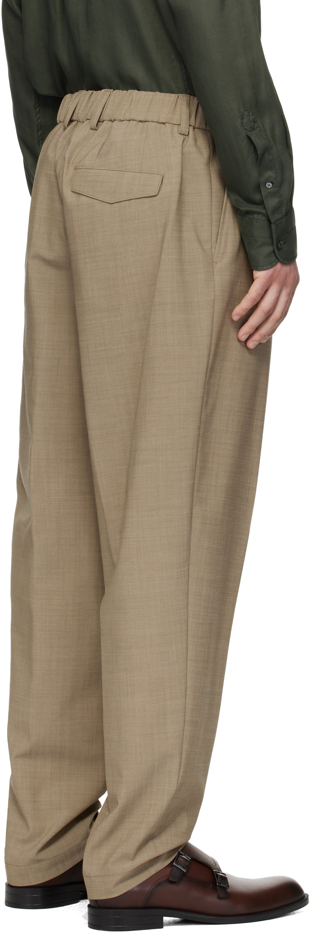 BOSS - Beige Washable Tapered-Fit Trousers