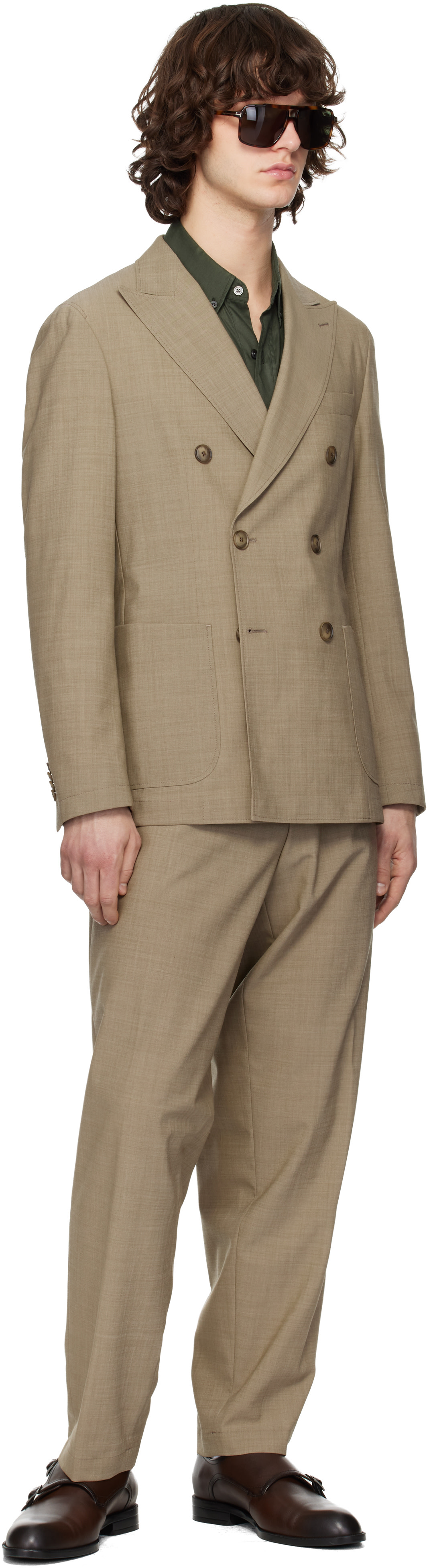 Boss - Pantalon fuselé beige