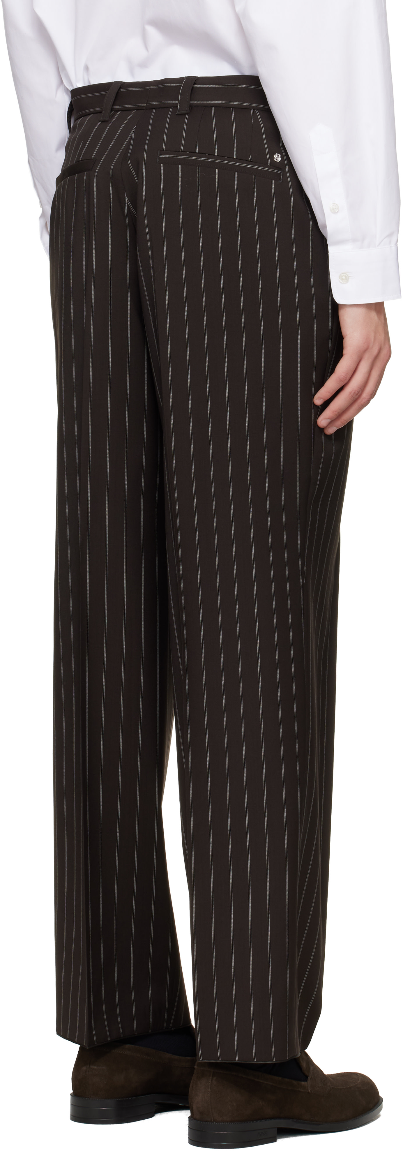 BOSS: Brown Relaxed-Fit Virgin Wool Trousers | SSENSE