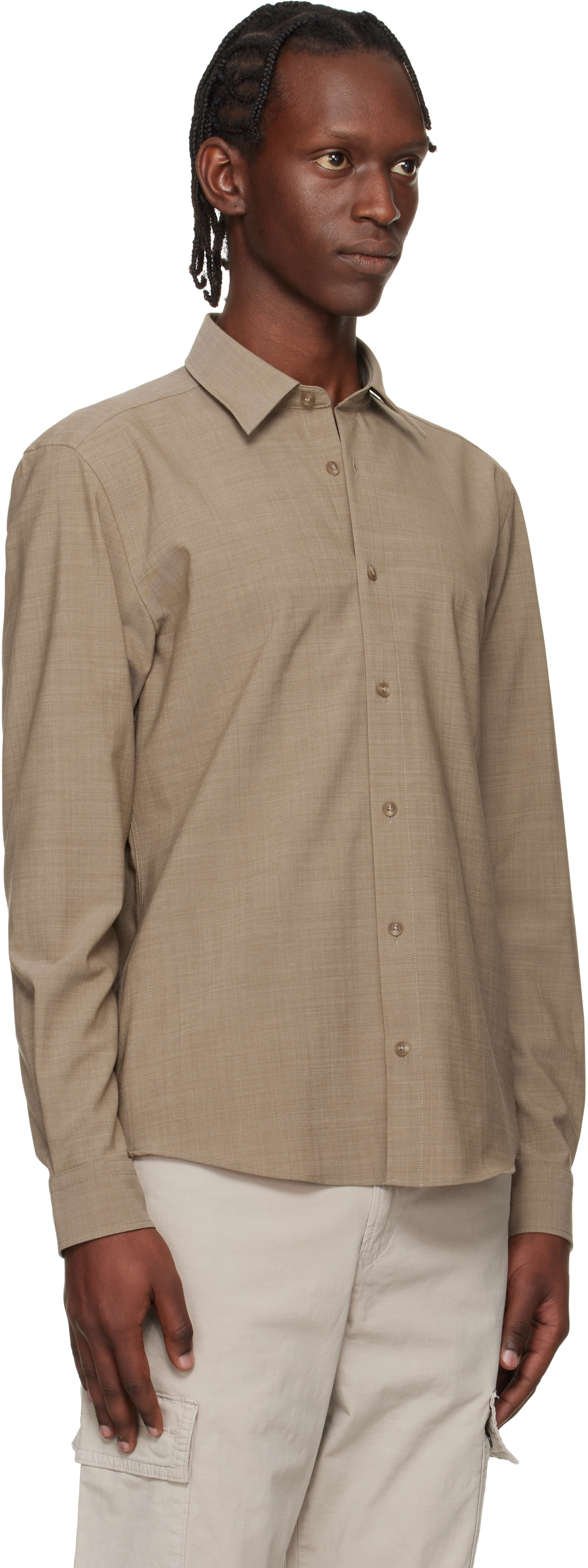 BOSS - Beige Virgin Wool Shirt