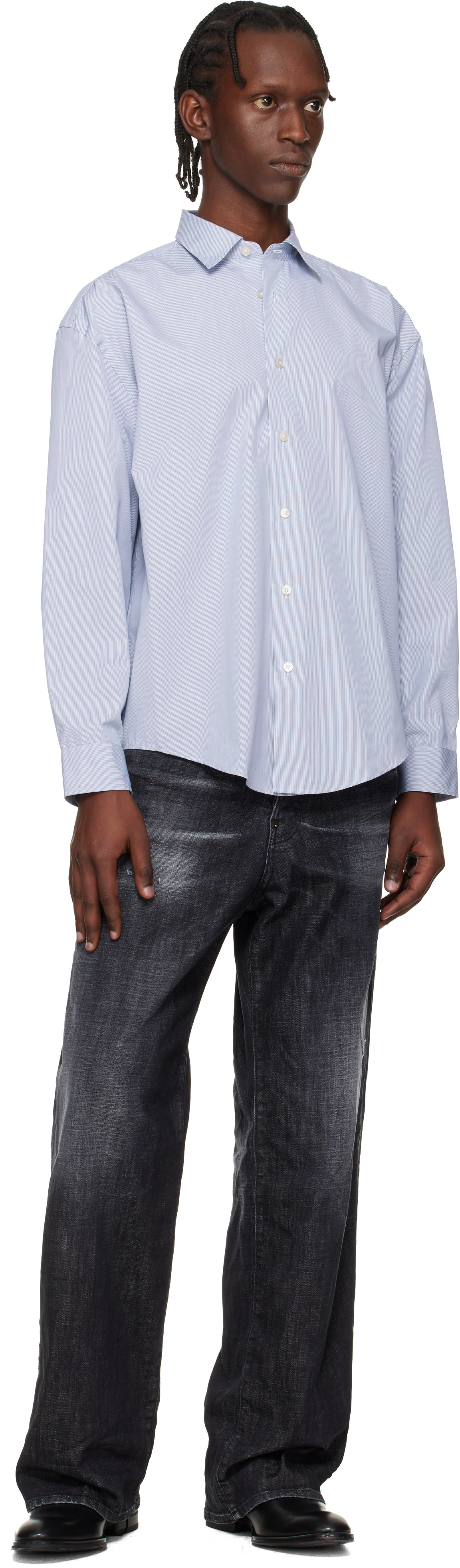 BOSS - Navy Striped Relaxed-Fit Shirt