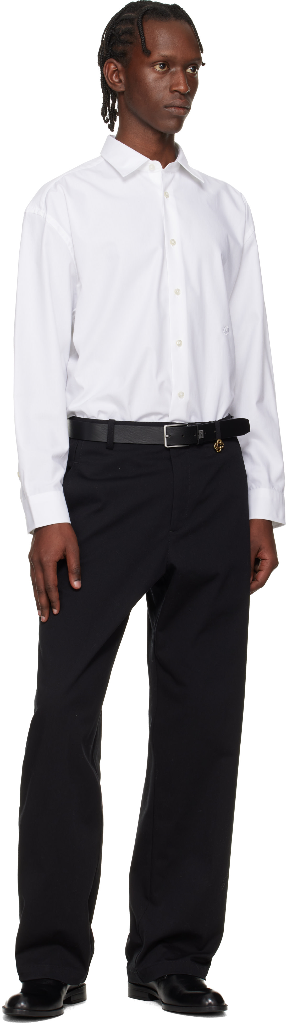 BOSS - White Embroidered-Logo Shirt