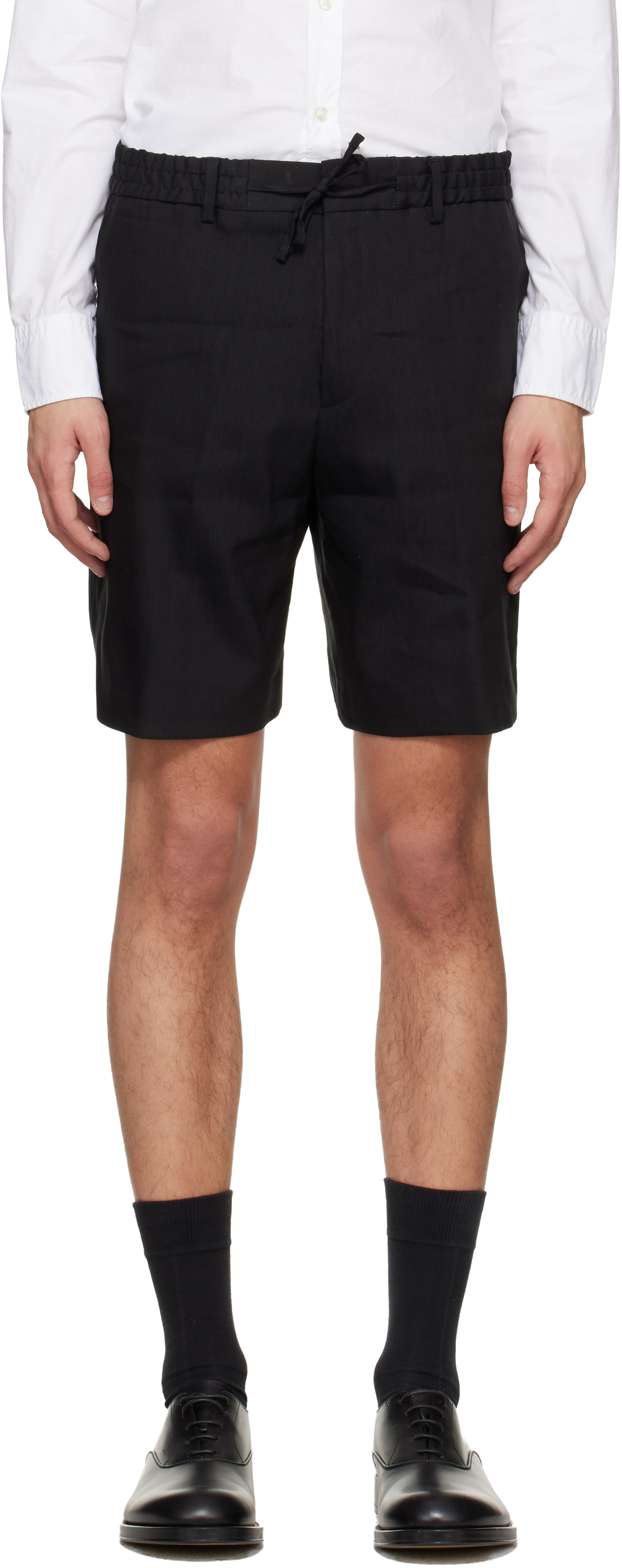Boss - Short décontracté noir en lin technique
