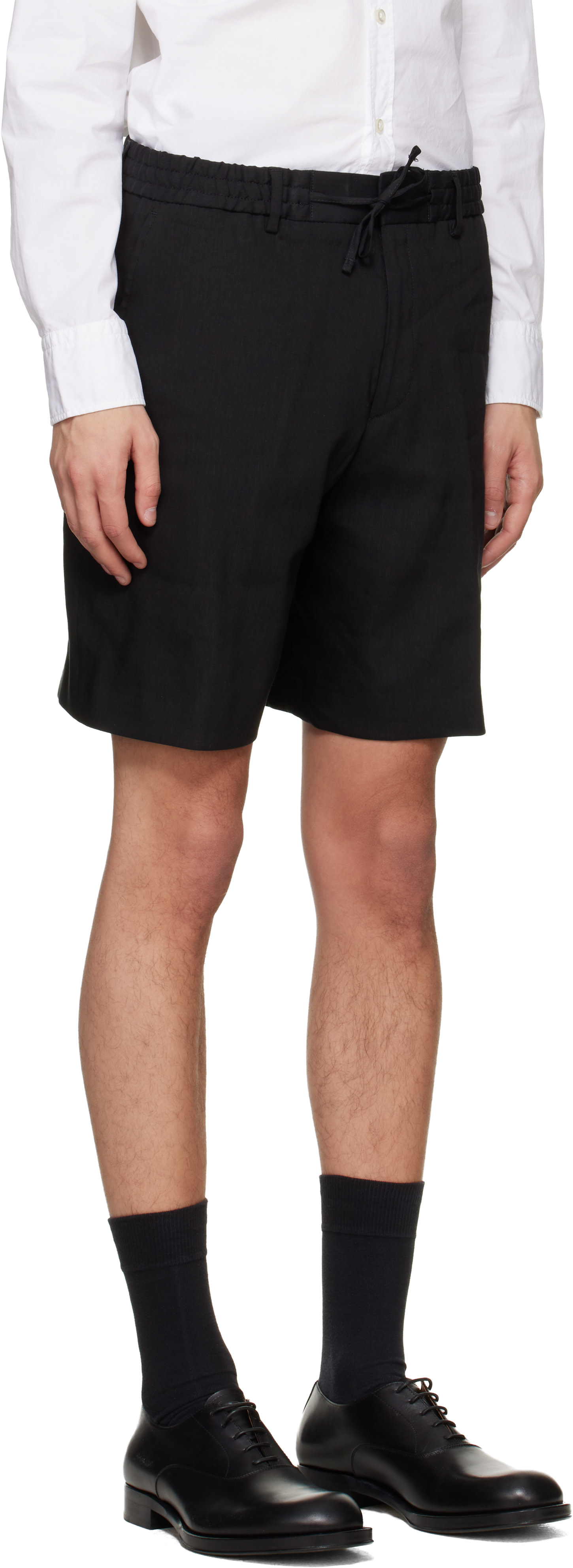 Boss - Short décontracté noir en lin technique