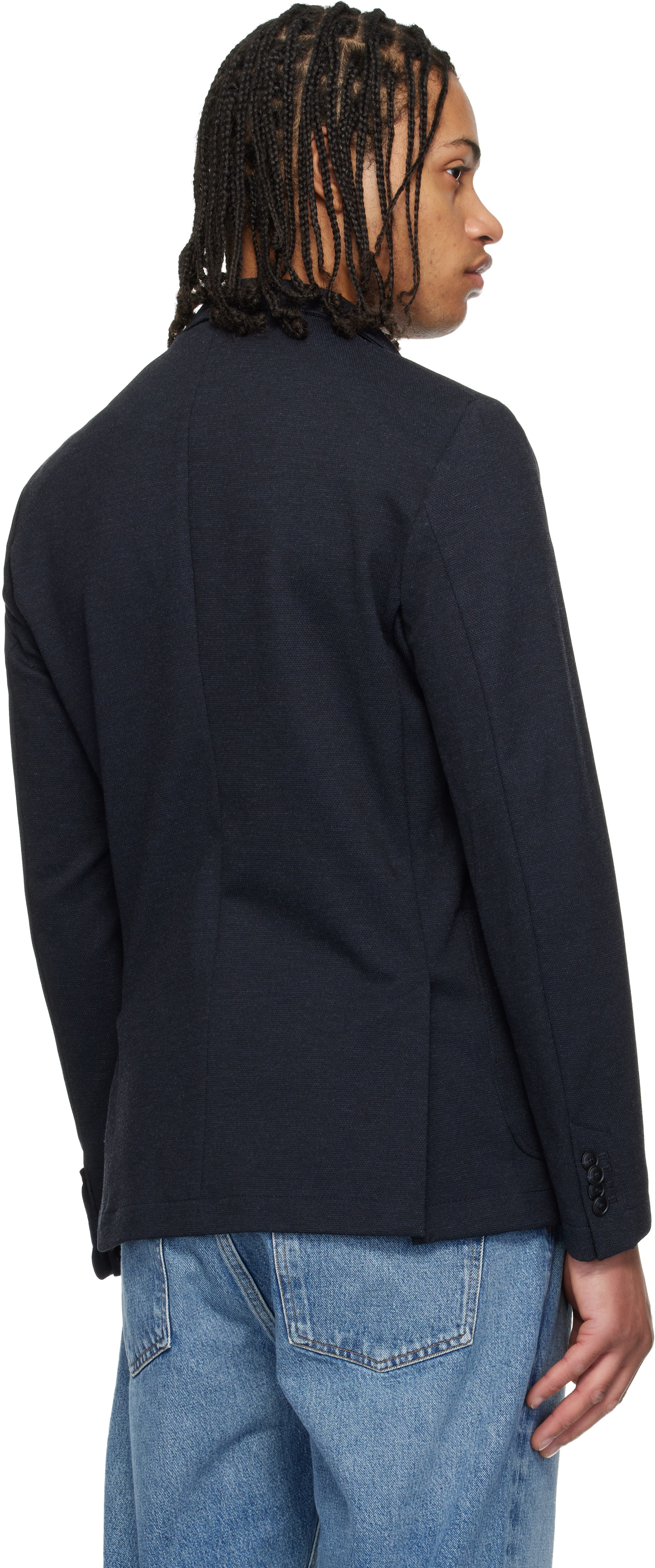 美品 ボス テーラードジャケット パフォーマンス ストレッチ 濃紺 46 th1 BOSS: ネイビー Performance-Stretch Fabric スリムフィット