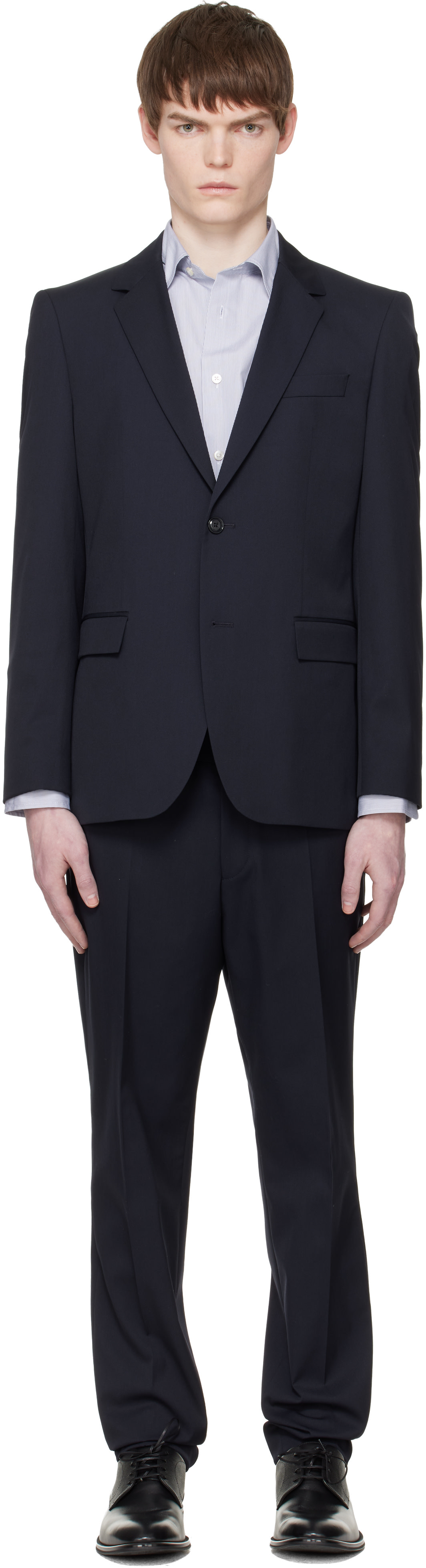 BOSS - Navy Two-Piece Stretch Wool Suit