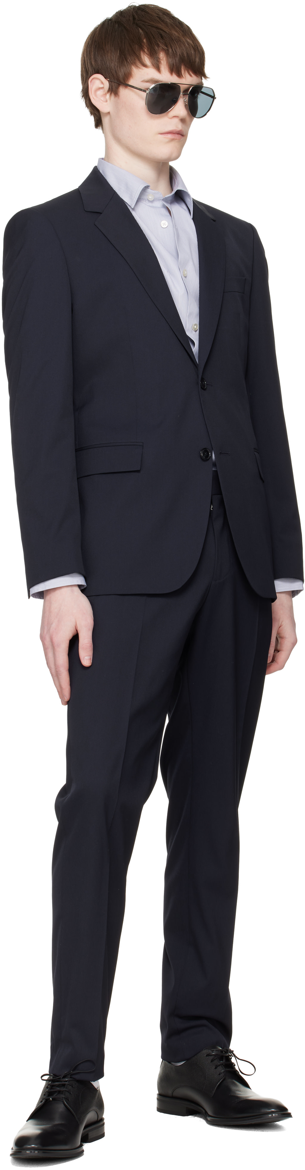 BOSS - Navy Two-Piece Stretch Wool Suit
