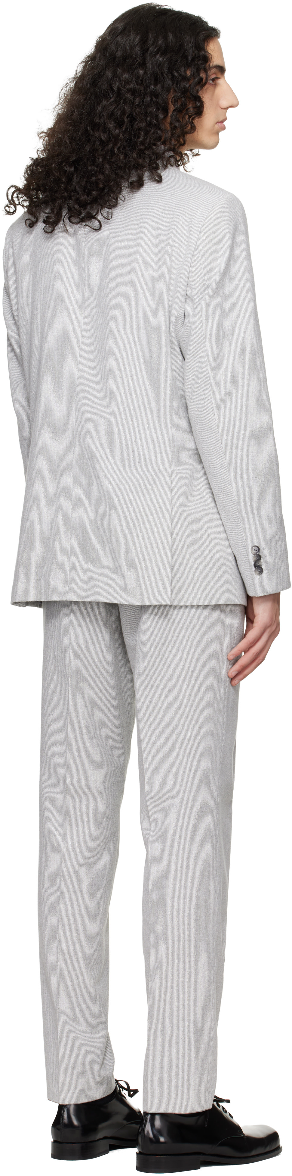 Boss - Complet gris en bouclé extensible à coupe classique