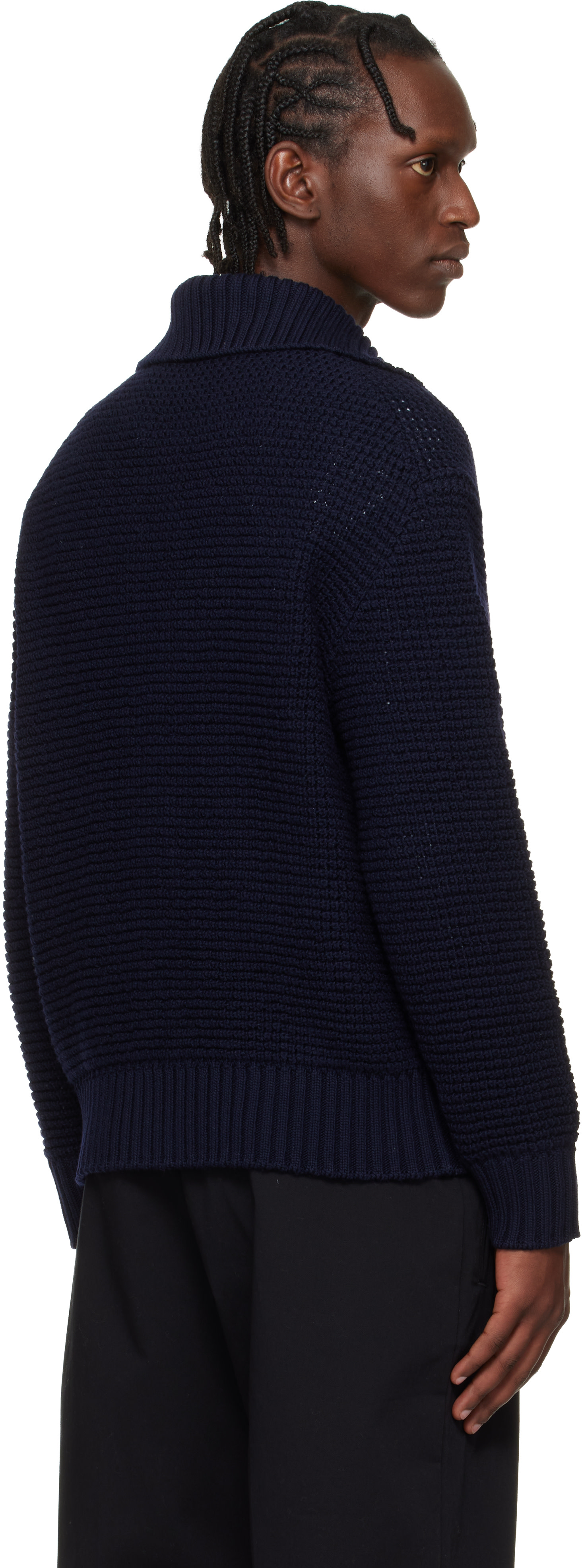 BOSS - Navy Spread Collar Cardigan