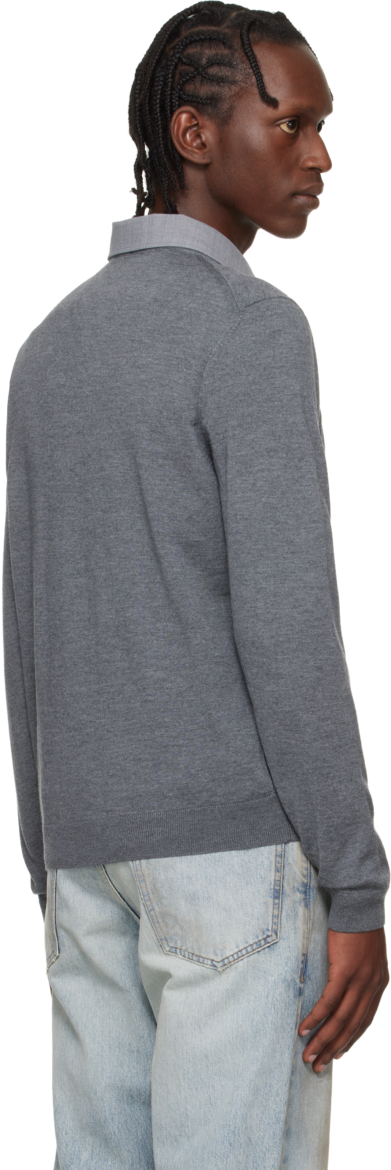 Boss - Pull ajusté gris en laine