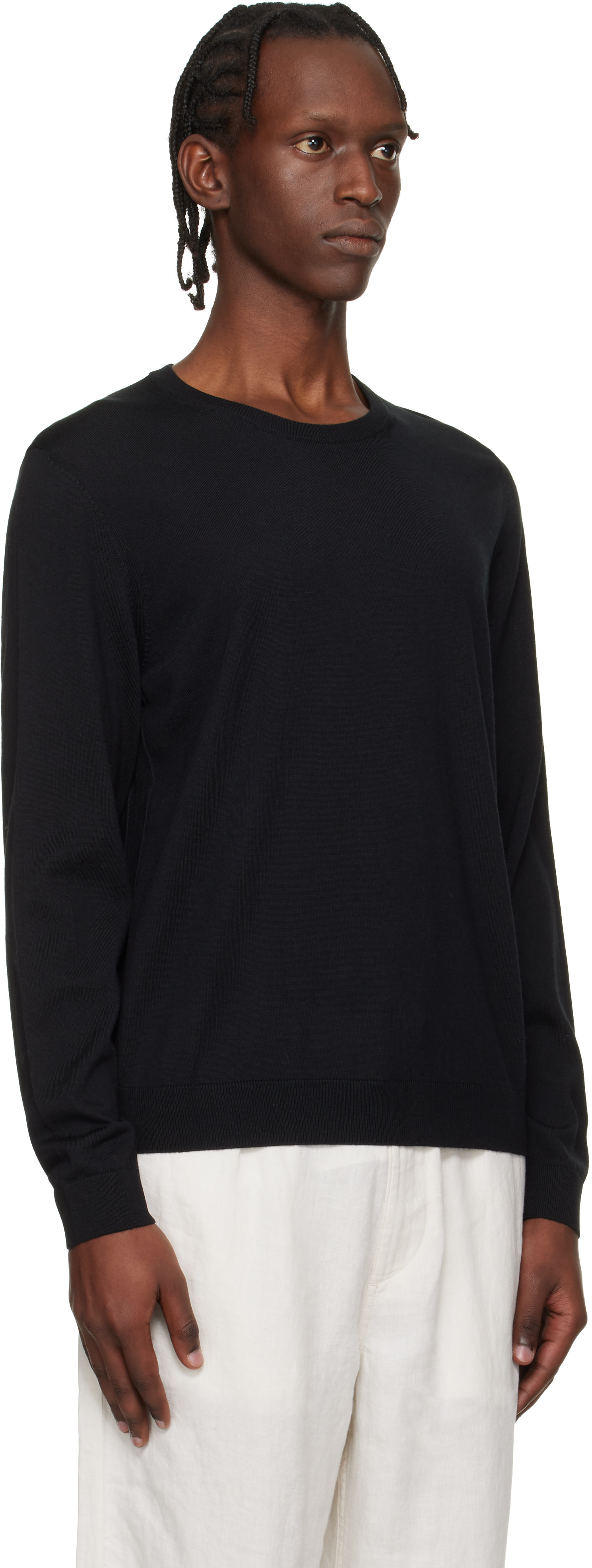 Boss - Pull ajusté noir en laine