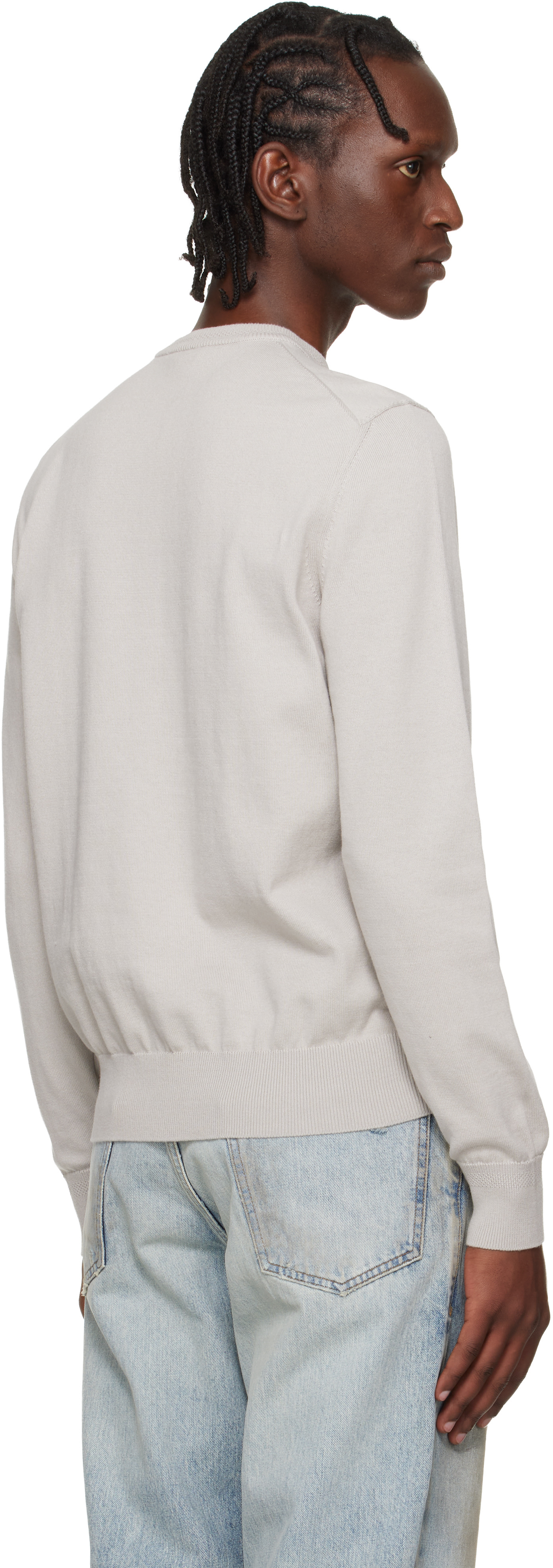 BOSS - Gray Logo-Label Cotton & Cashmere Sweater