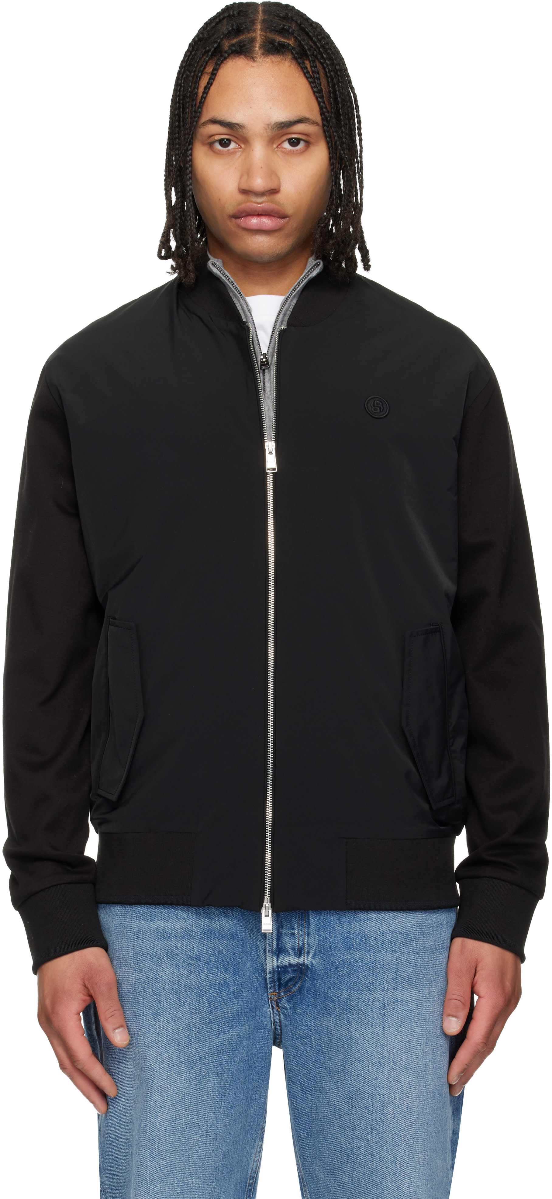 BOSS - Black Mercerised Zip-Up Double B Jacket