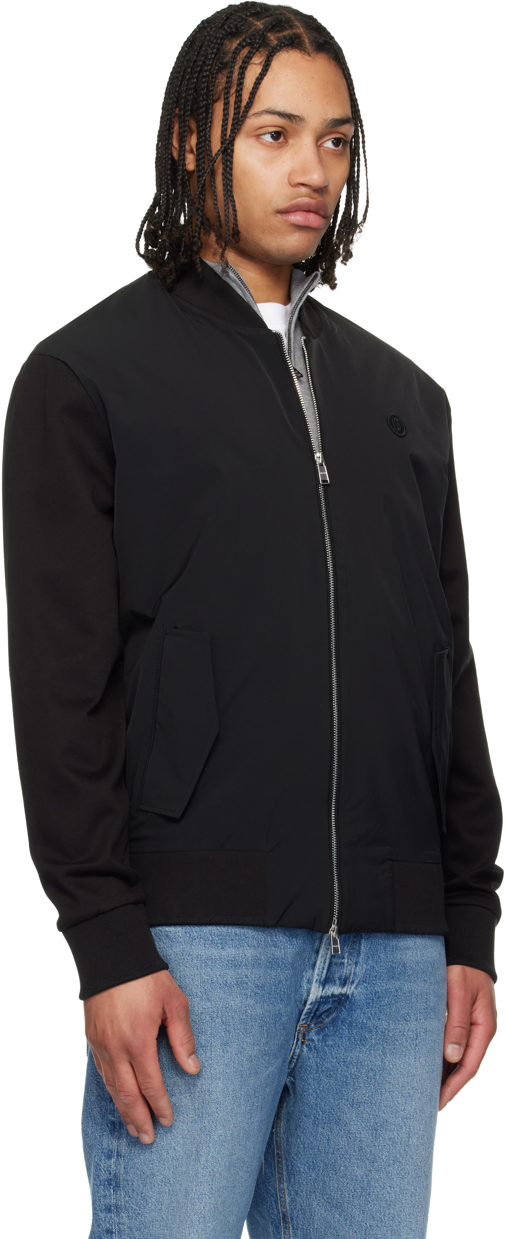 BOSS - Black Mercerised Zip-Up Double B Jacket