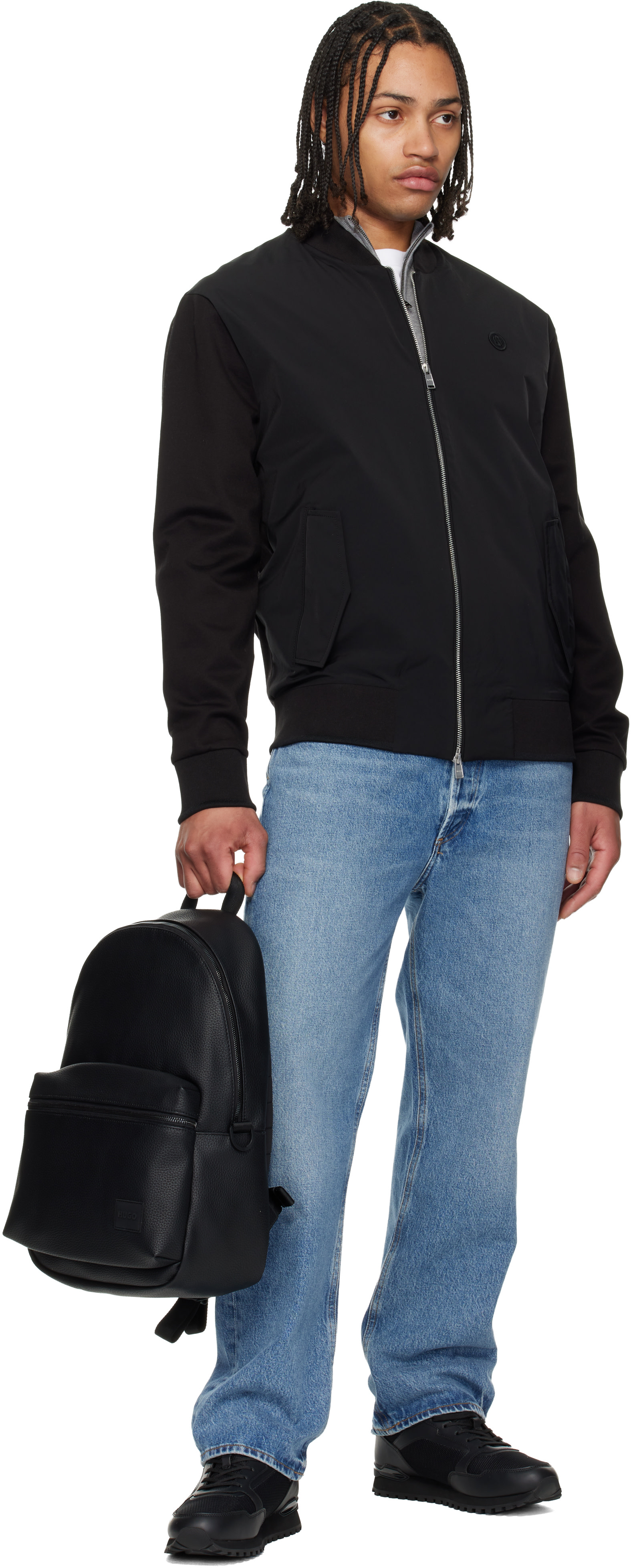 BOSS - Black Mercerised Zip-Up Double B Jacket