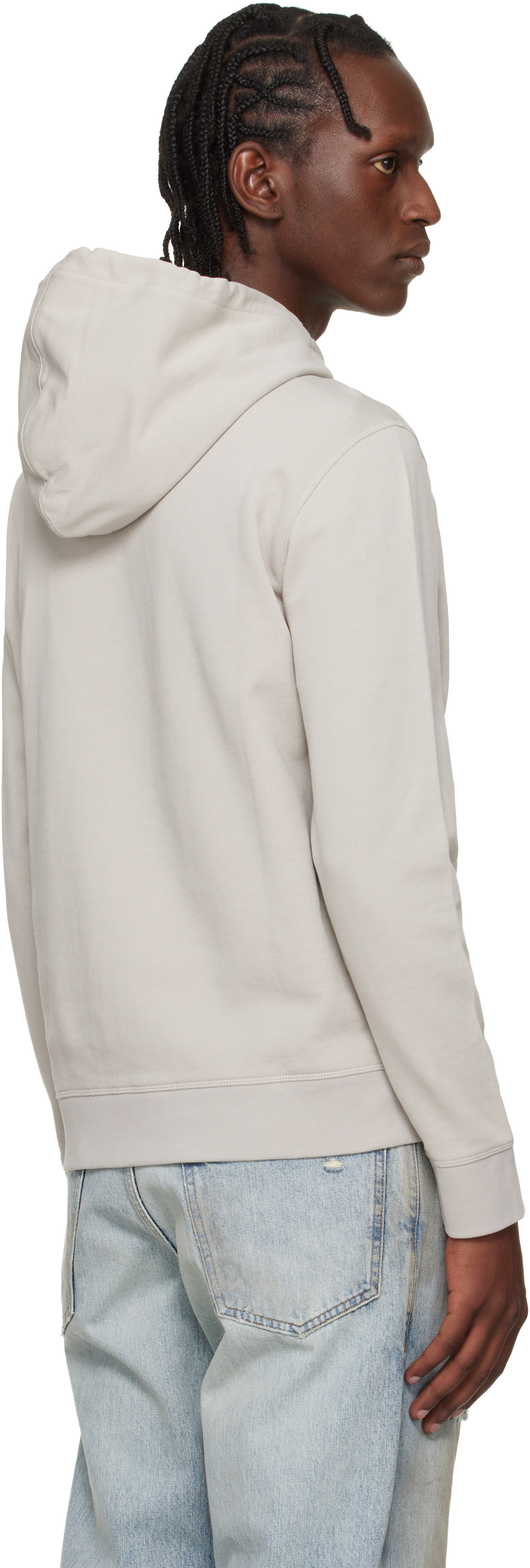 BOSS - Gray Logo Patch Cotton-Terry Hoodie