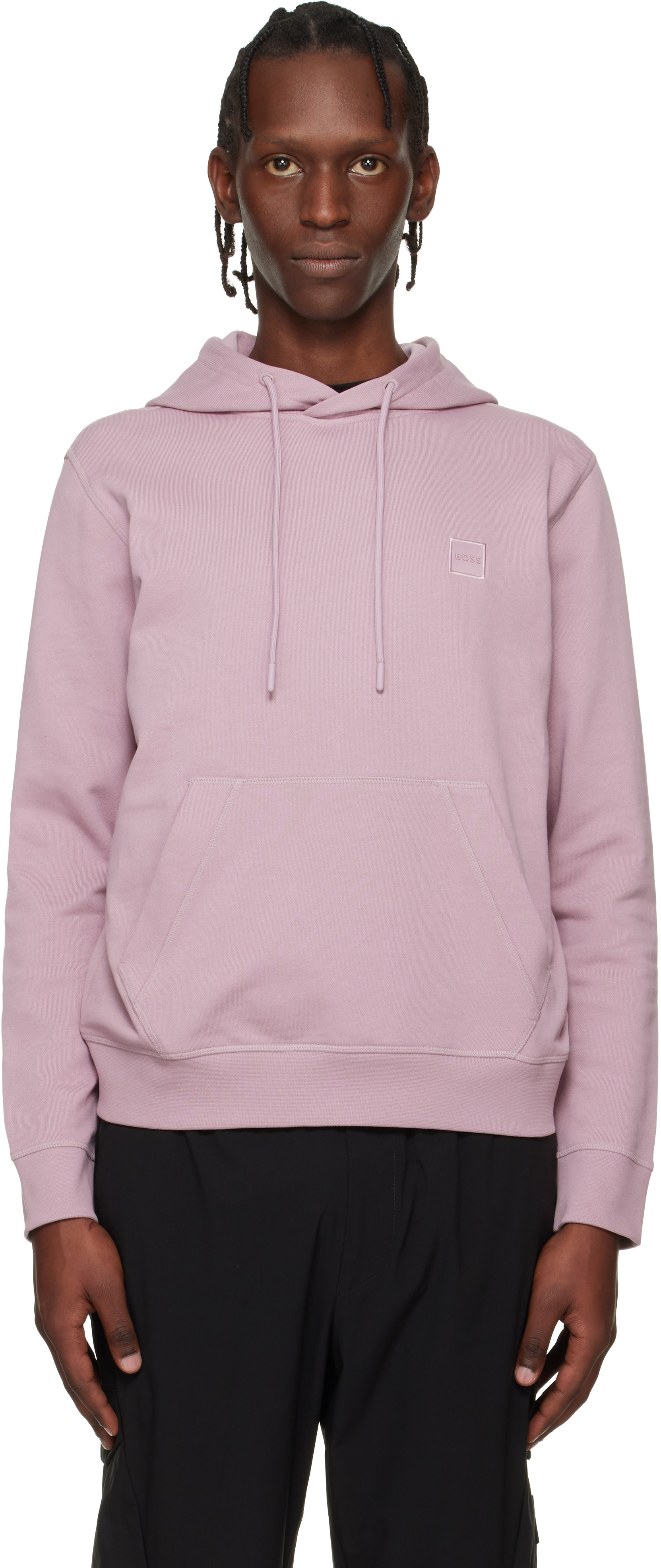 BOSS - Purple Logo Patch Cotton-Terry Hoodie