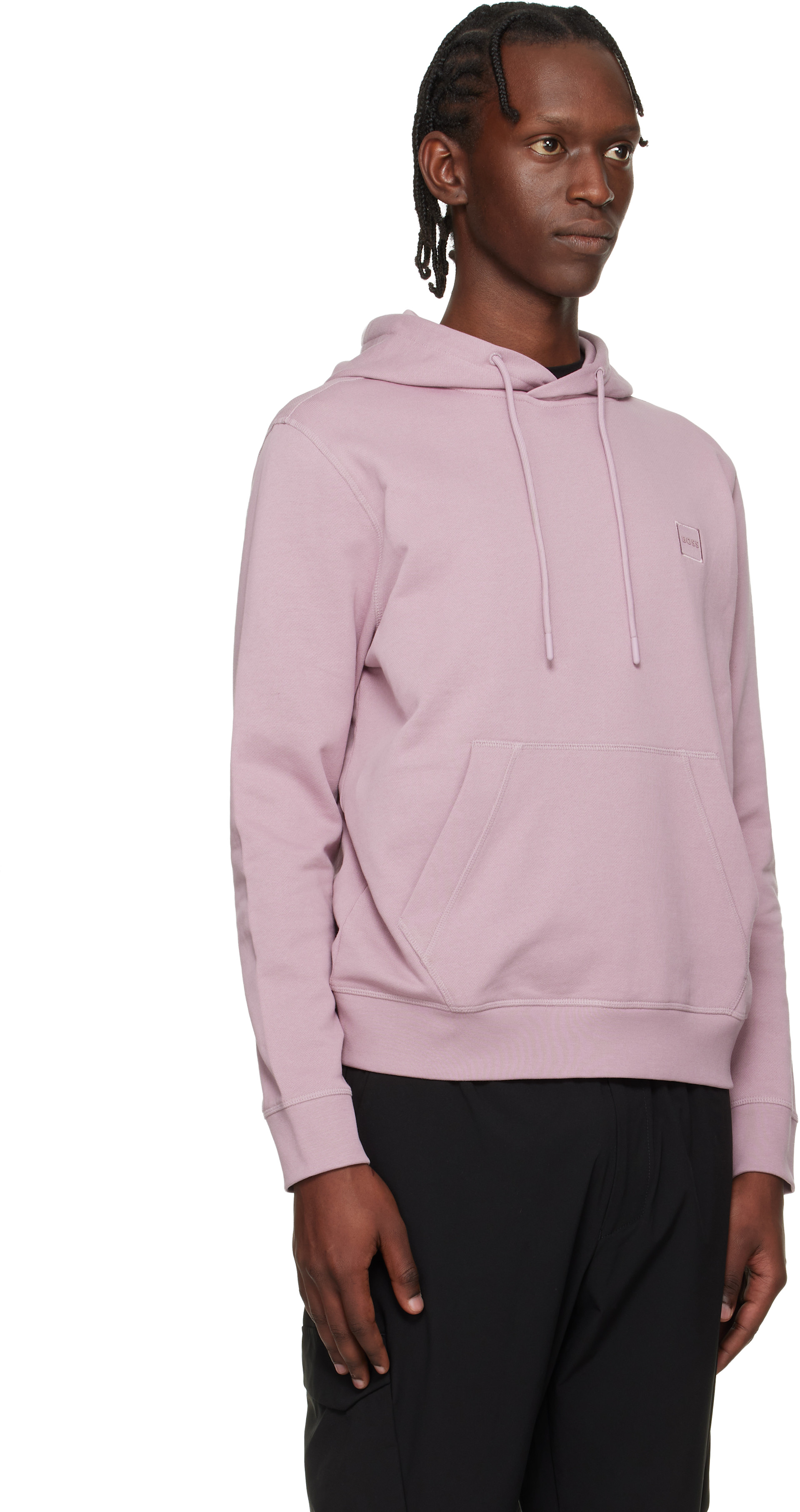 BOSS - Purple Logo Patch Cotton-Terry Hoodie