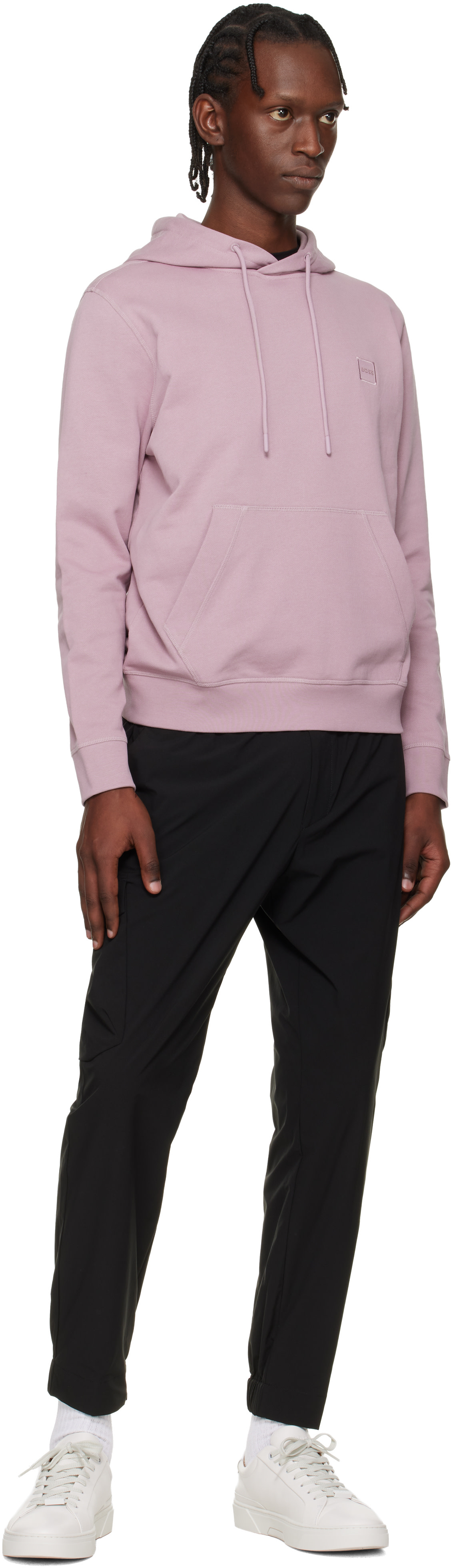 BOSS - Purple Logo Patch Cotton-Terry Hoodie