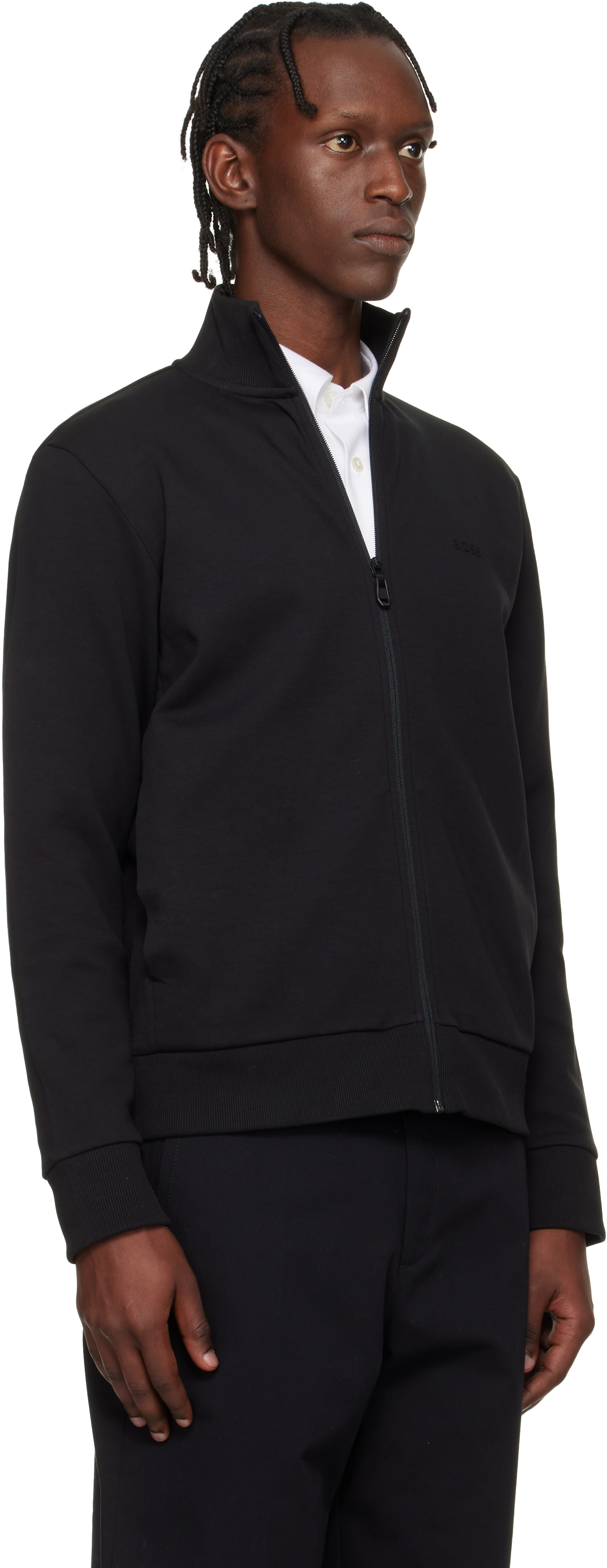 Boss - Pull molletonné noir à glissière