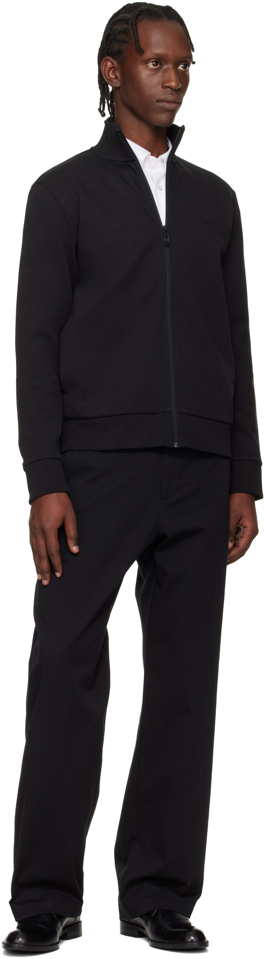 Boss - Pull molletonné noir à glissière
