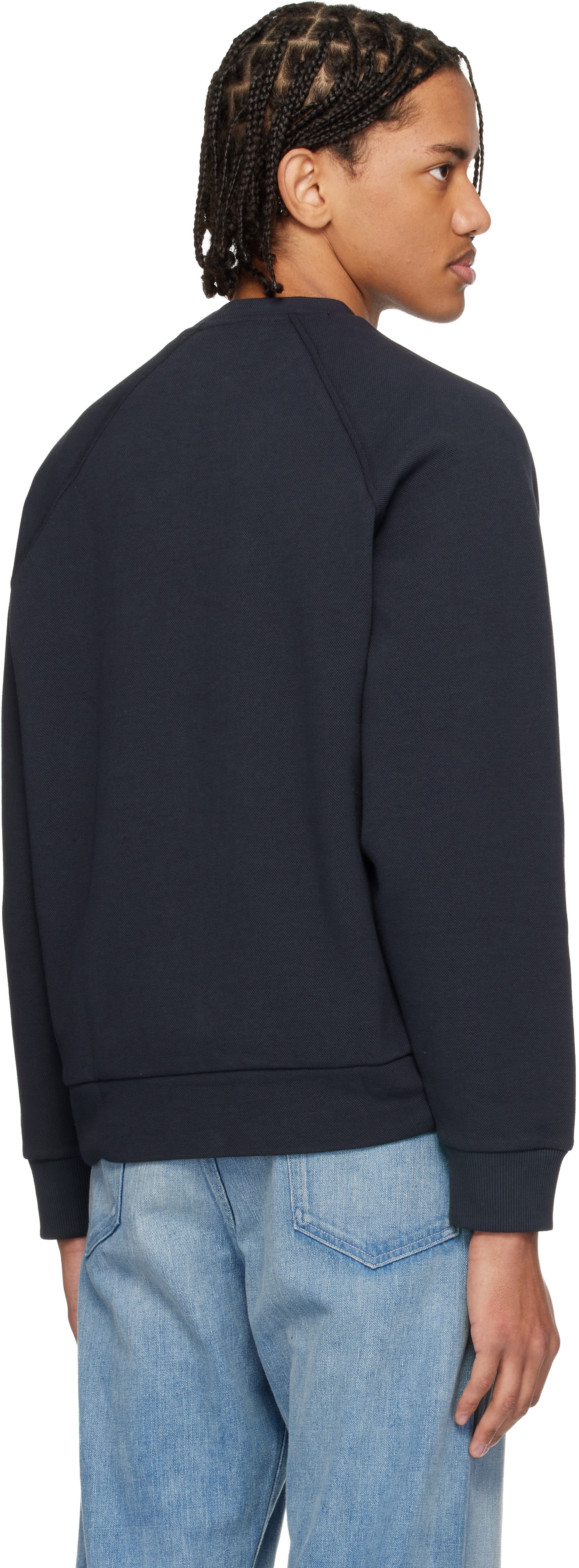 Boss - Pull molletonné bleu marine à logo brodé