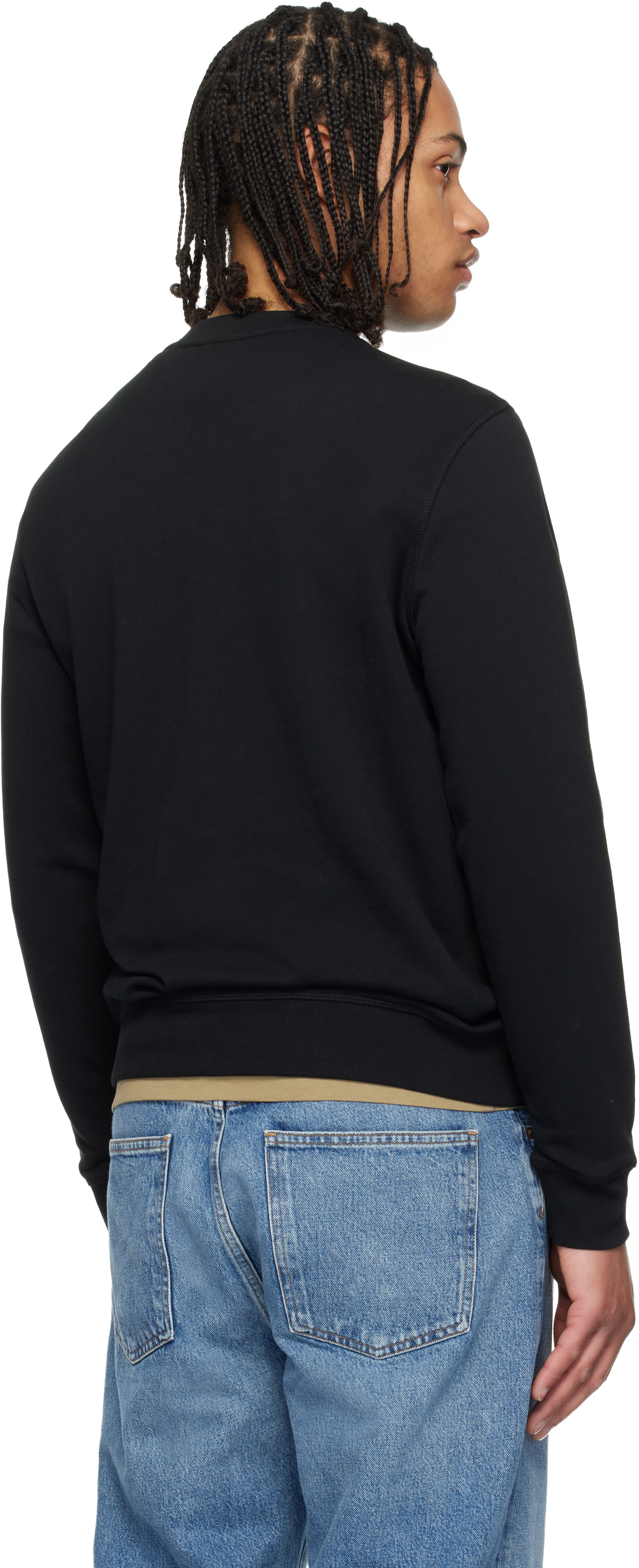 Boss - Pull molletonné noir en jersey bouclette à écusson à logo