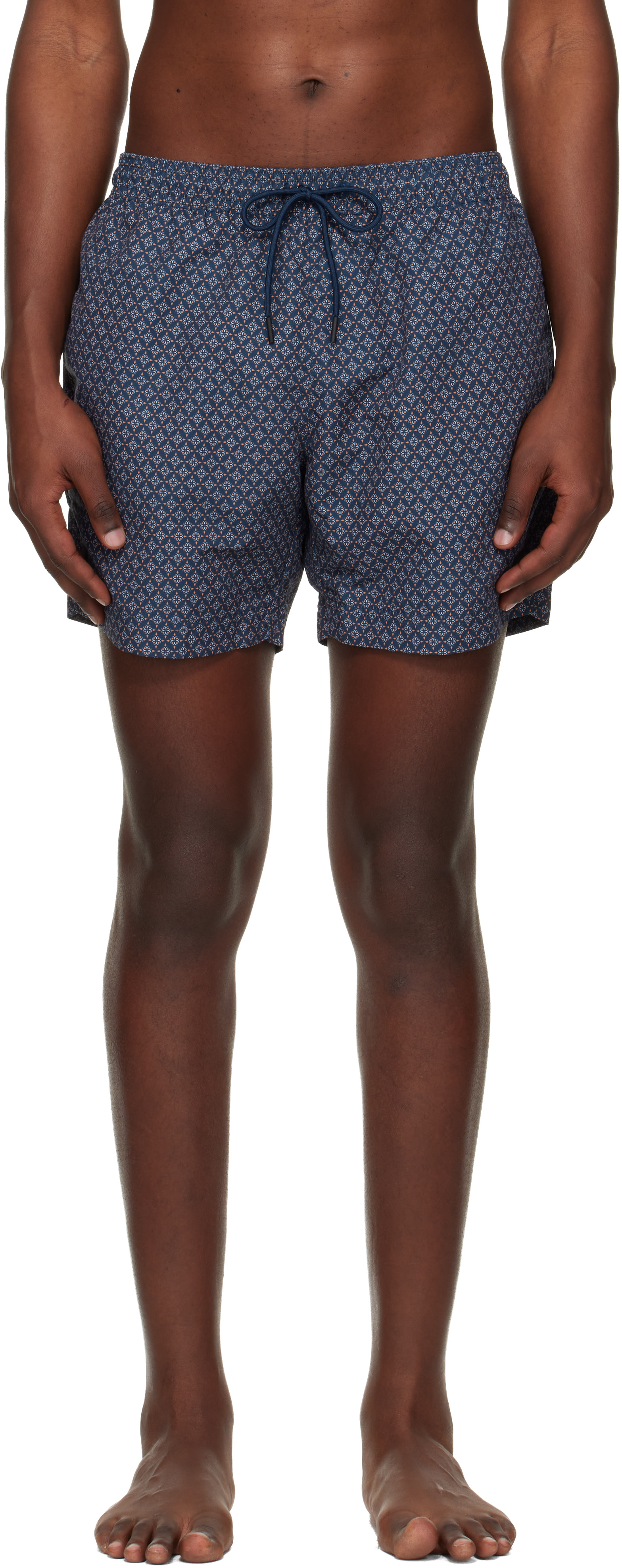 Boss - Maillot de bain bleu et orange à motif imprimé