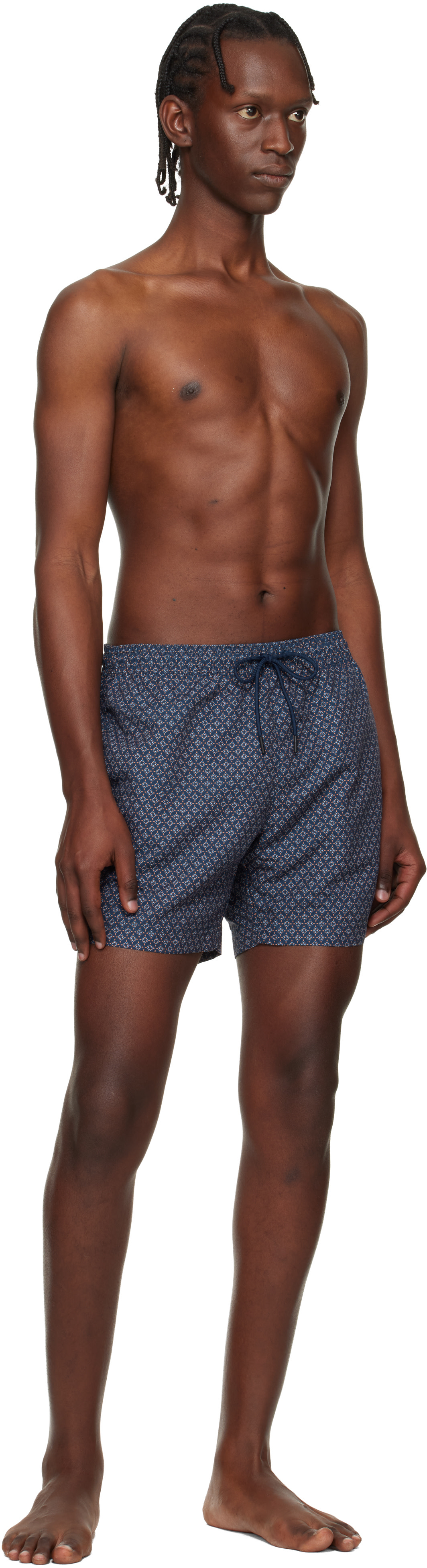 Boss - Maillot de bain bleu et orange à motif imprimé