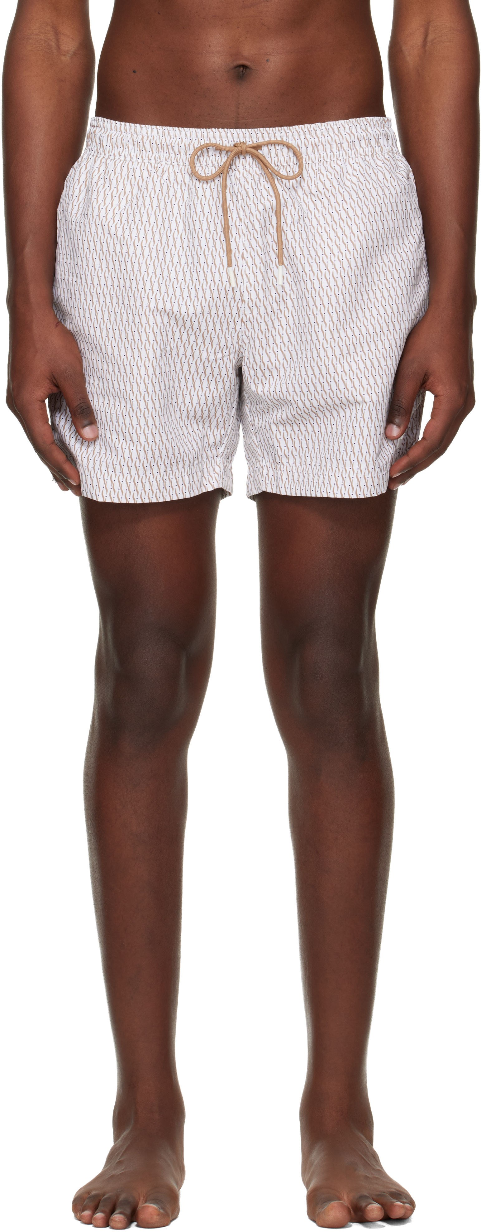 BOSS - Off-White Micro-Print Swim Shorts