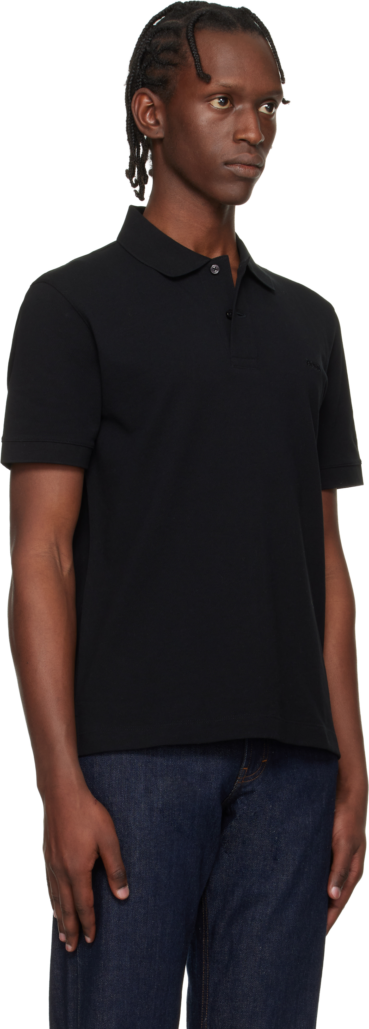 BOSS - Black Pallas Cotton Piqué Embroidered Logo Polo