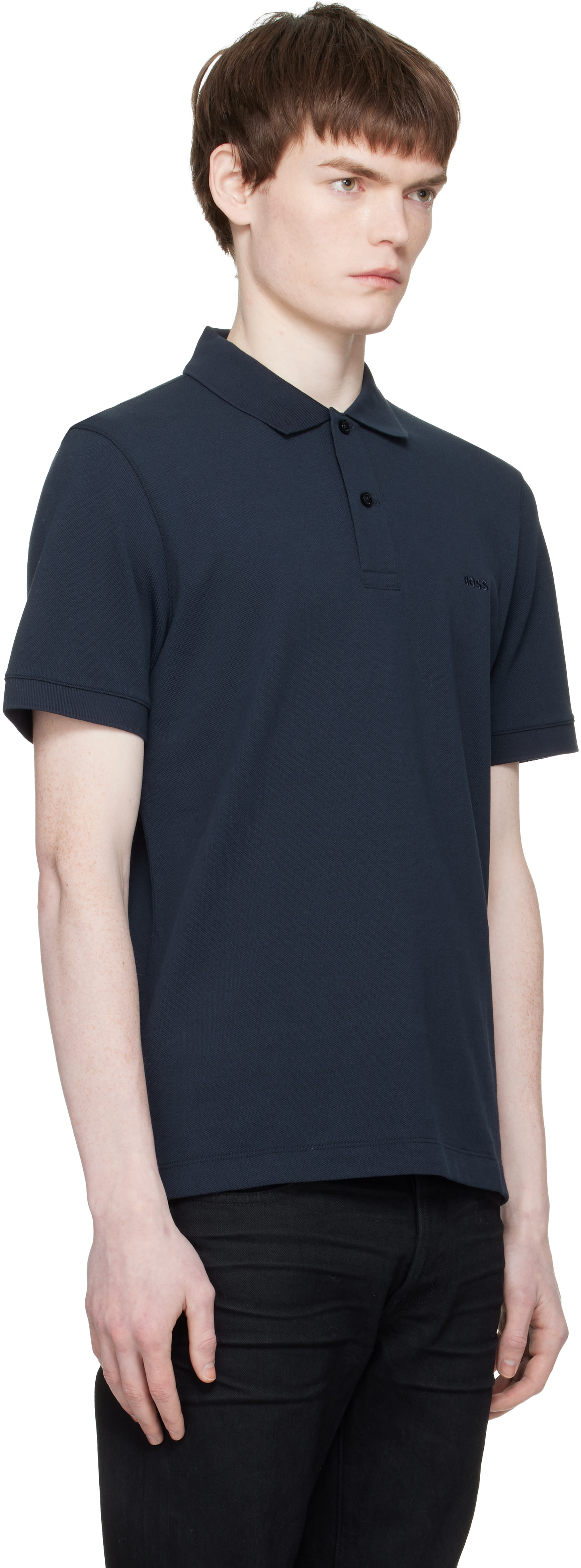BOSS - Navy Regular-Fit Cotton Polo