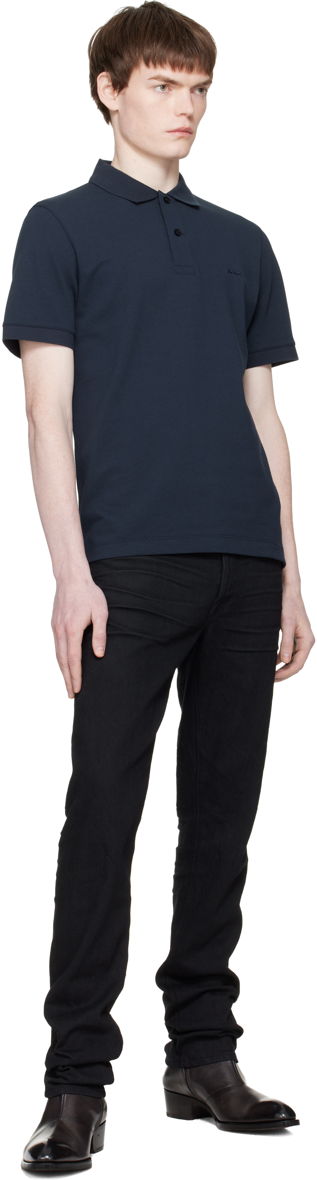 BOSS - Navy Regular-Fit Cotton Polo