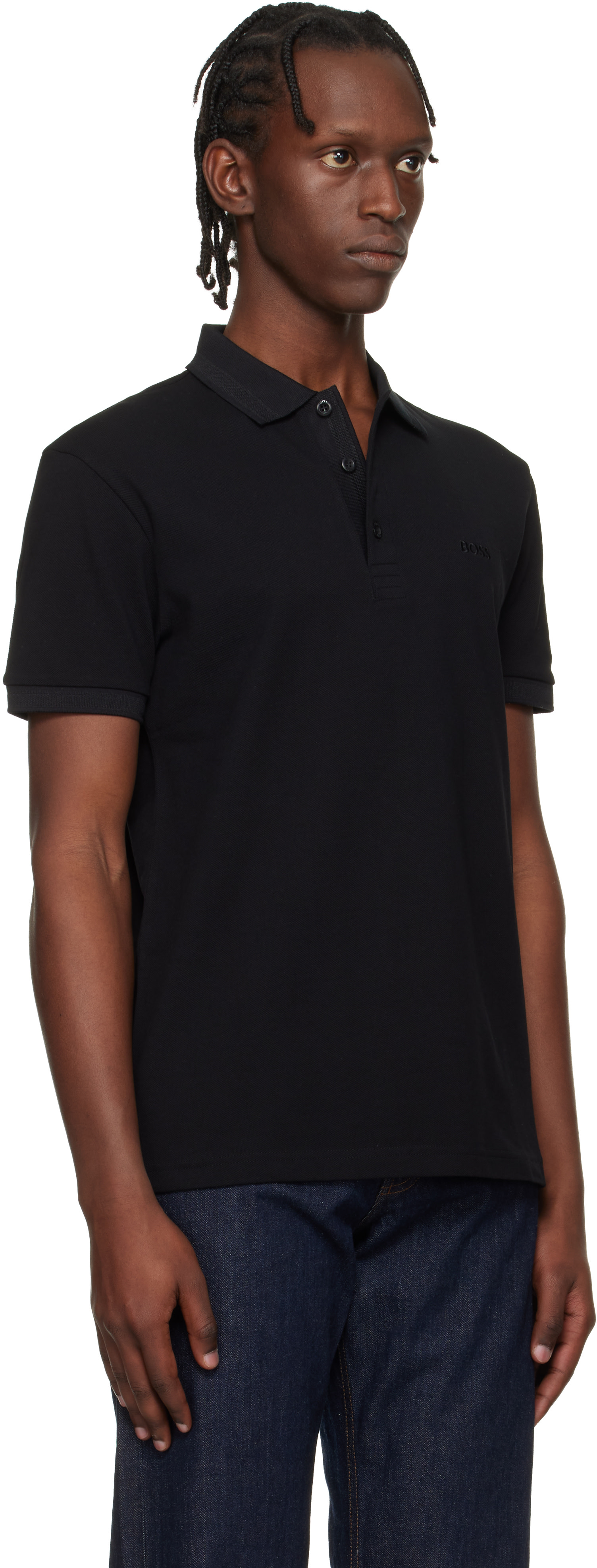 BOSS - Black Cotton Piqué Paddy Polo