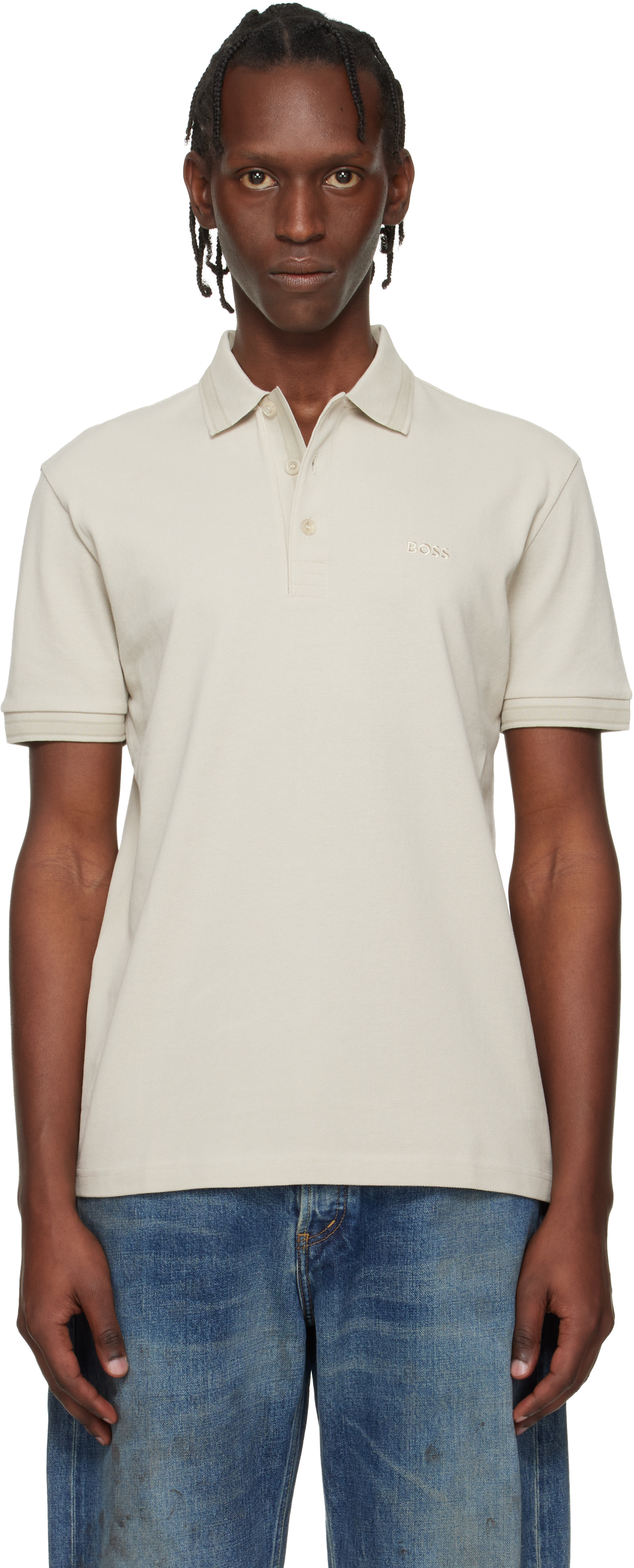 BOSS - Beige Cotton Piqué Paddy Polo
