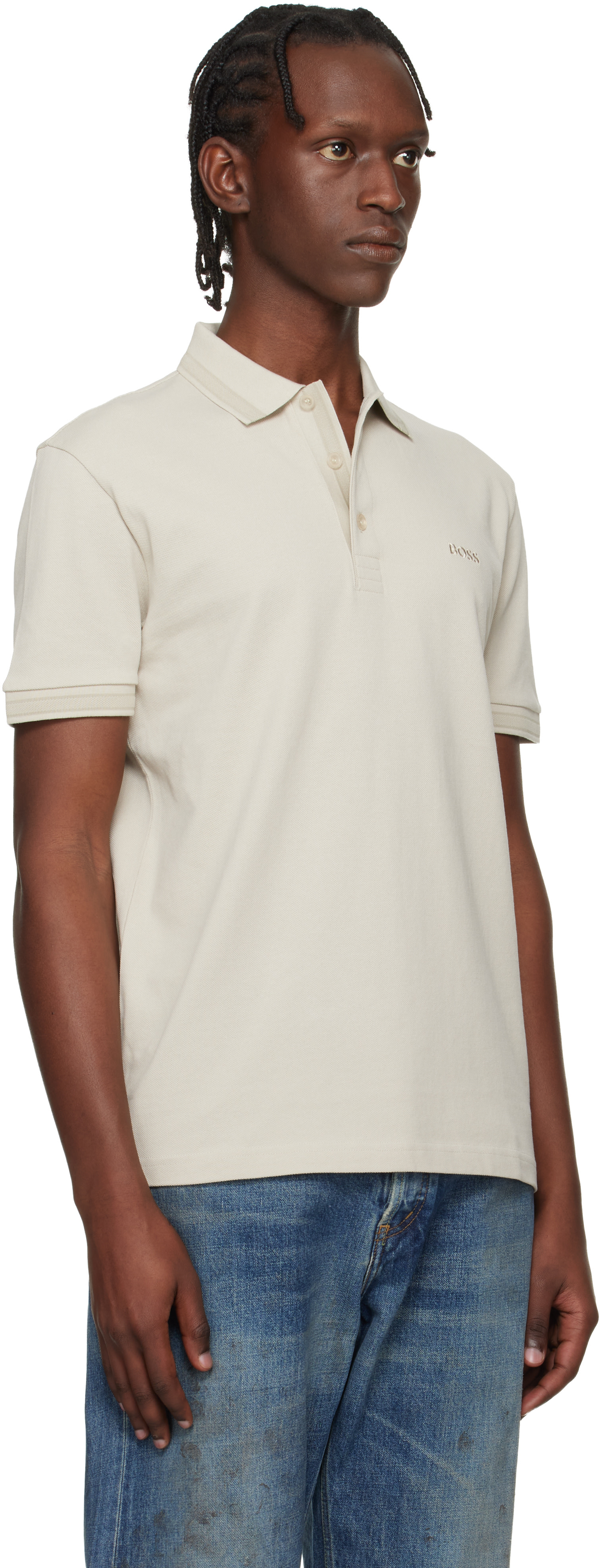 BOSS - Beige Cotton Piqué Paddy Polo