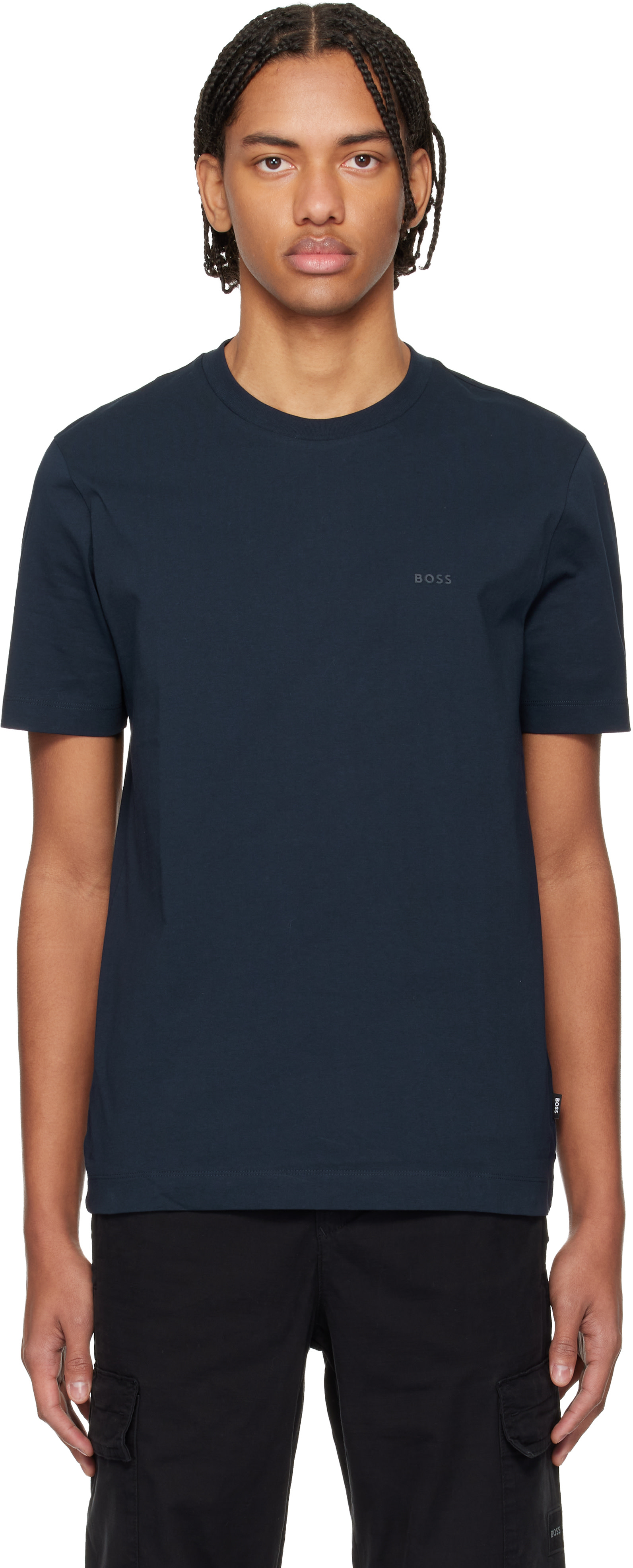 BOSS - Navy Logo Cotton Jersey T-shirt