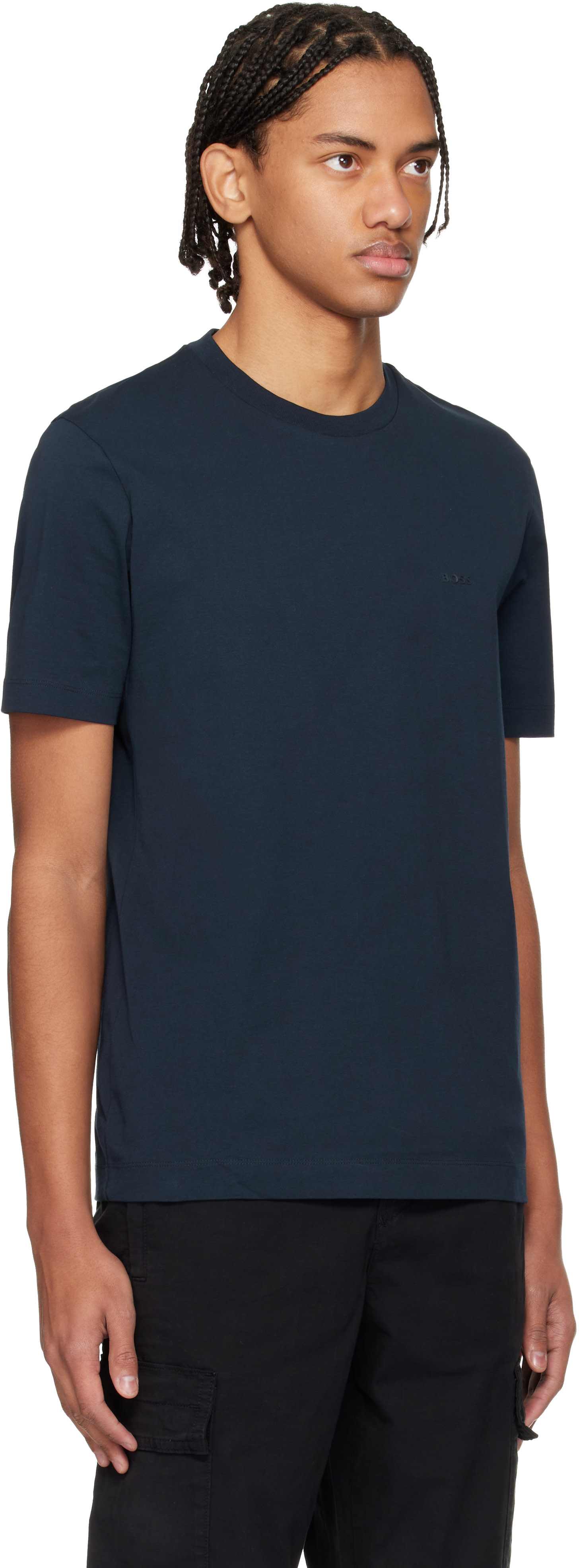 BOSS - Navy Logo Cotton Jersey T-shirt