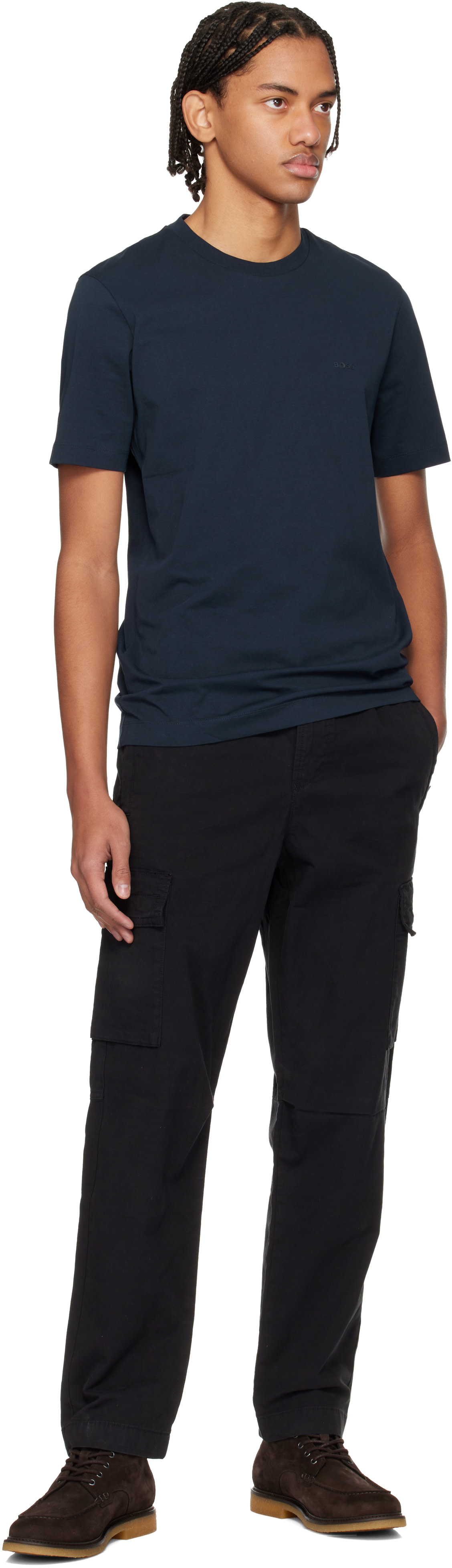 BOSS - Navy Logo Cotton Jersey T-shirt