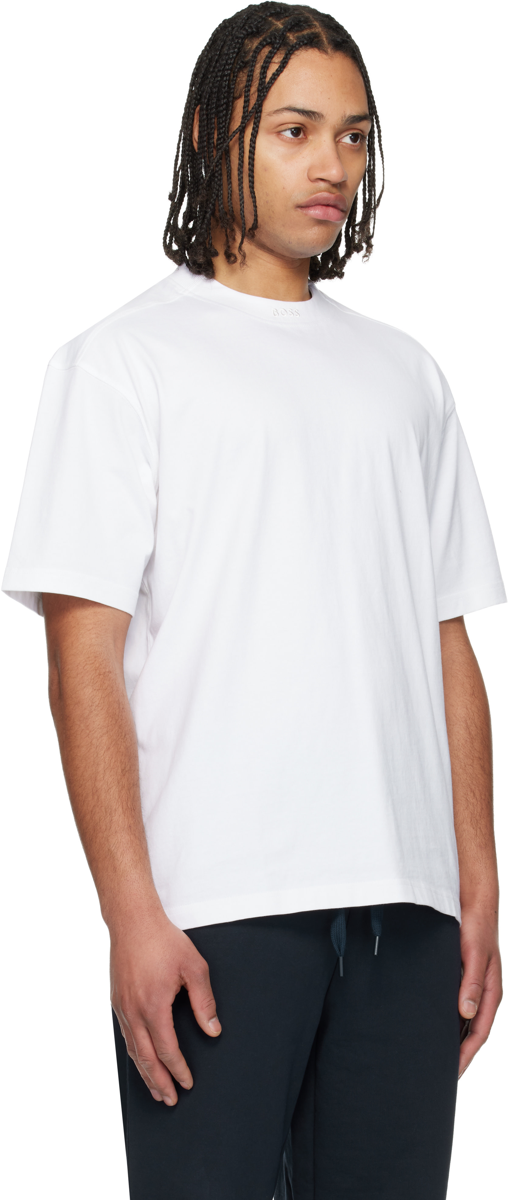BOSS - White Embroidered Logo T-shirt