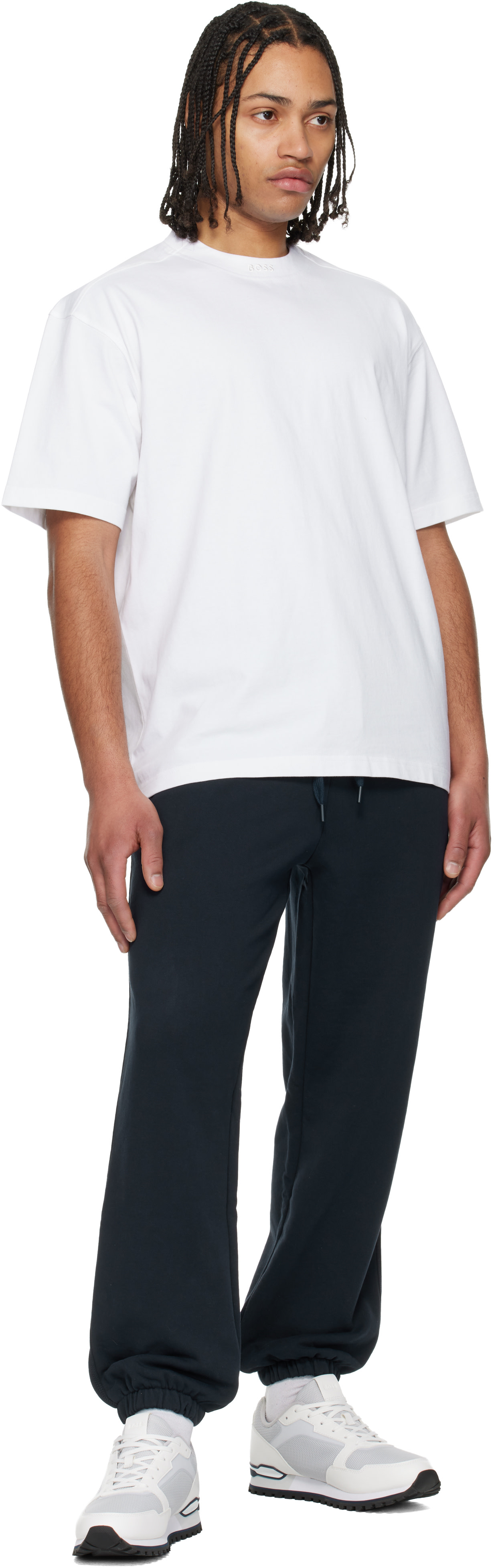 BOSS - White Embroidered Logo T-shirt