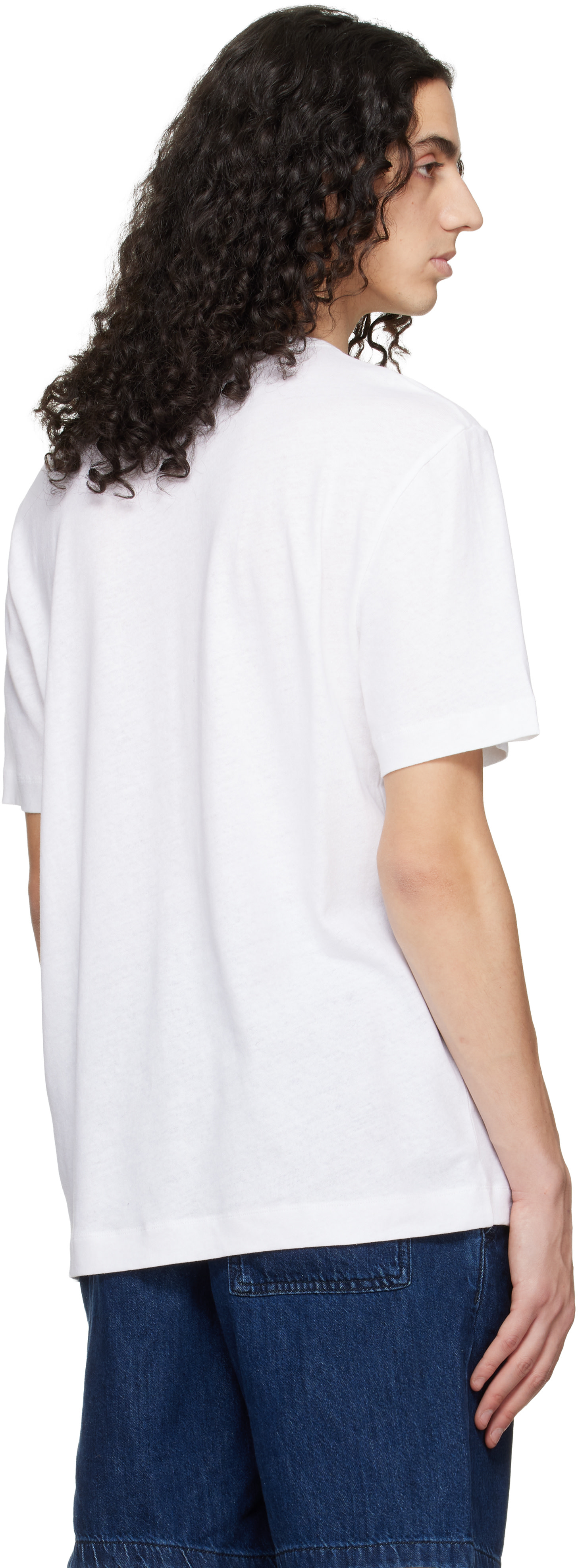 BOSS - White Cotton-Linen Regular Fit T-shirt