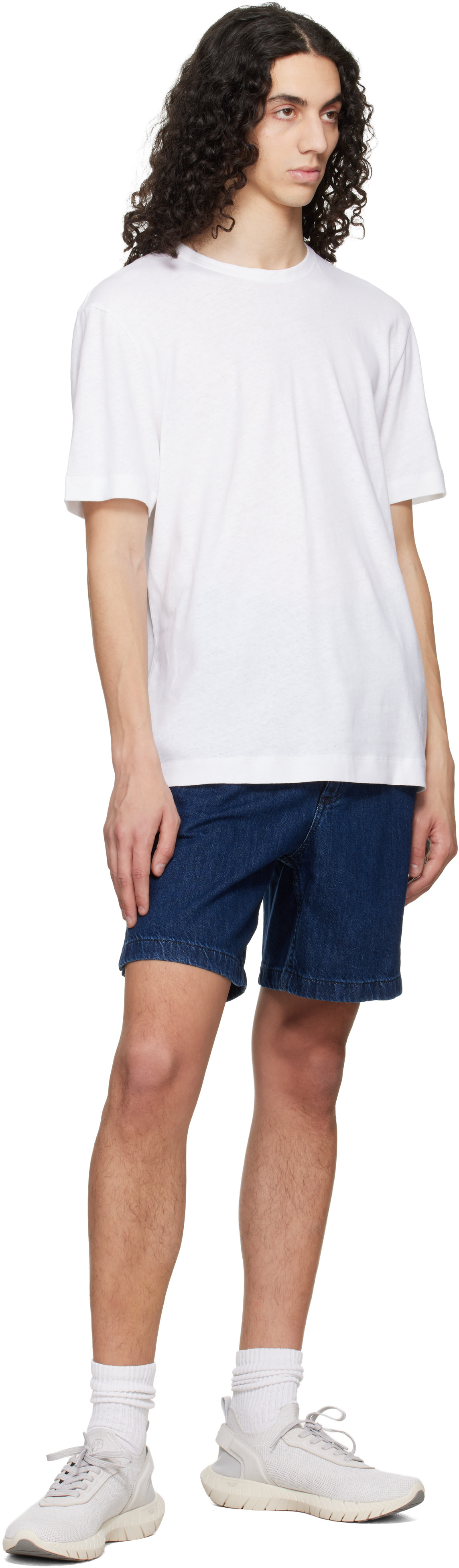 BOSS - White Cotton-Linen Regular Fit T-shirt