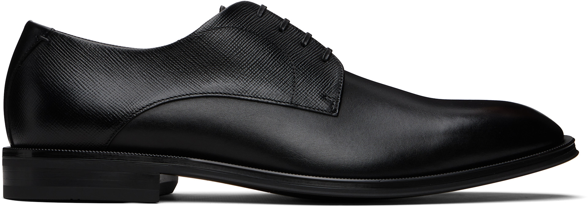 BOSS - Black Textured & Smooth Leather Derbys