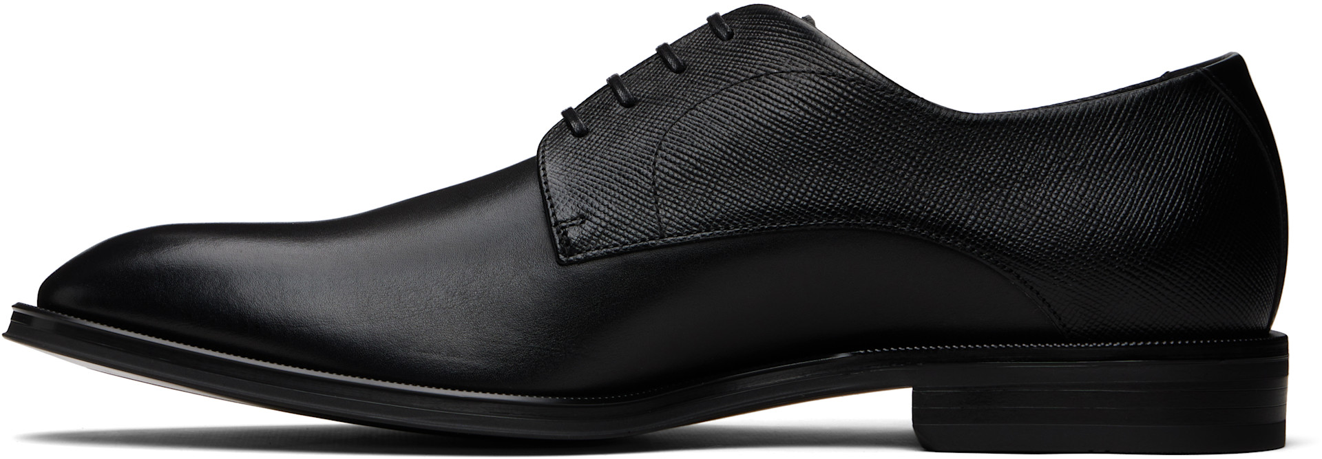 BOSS - Black Textured & Smooth Leather Derbys
